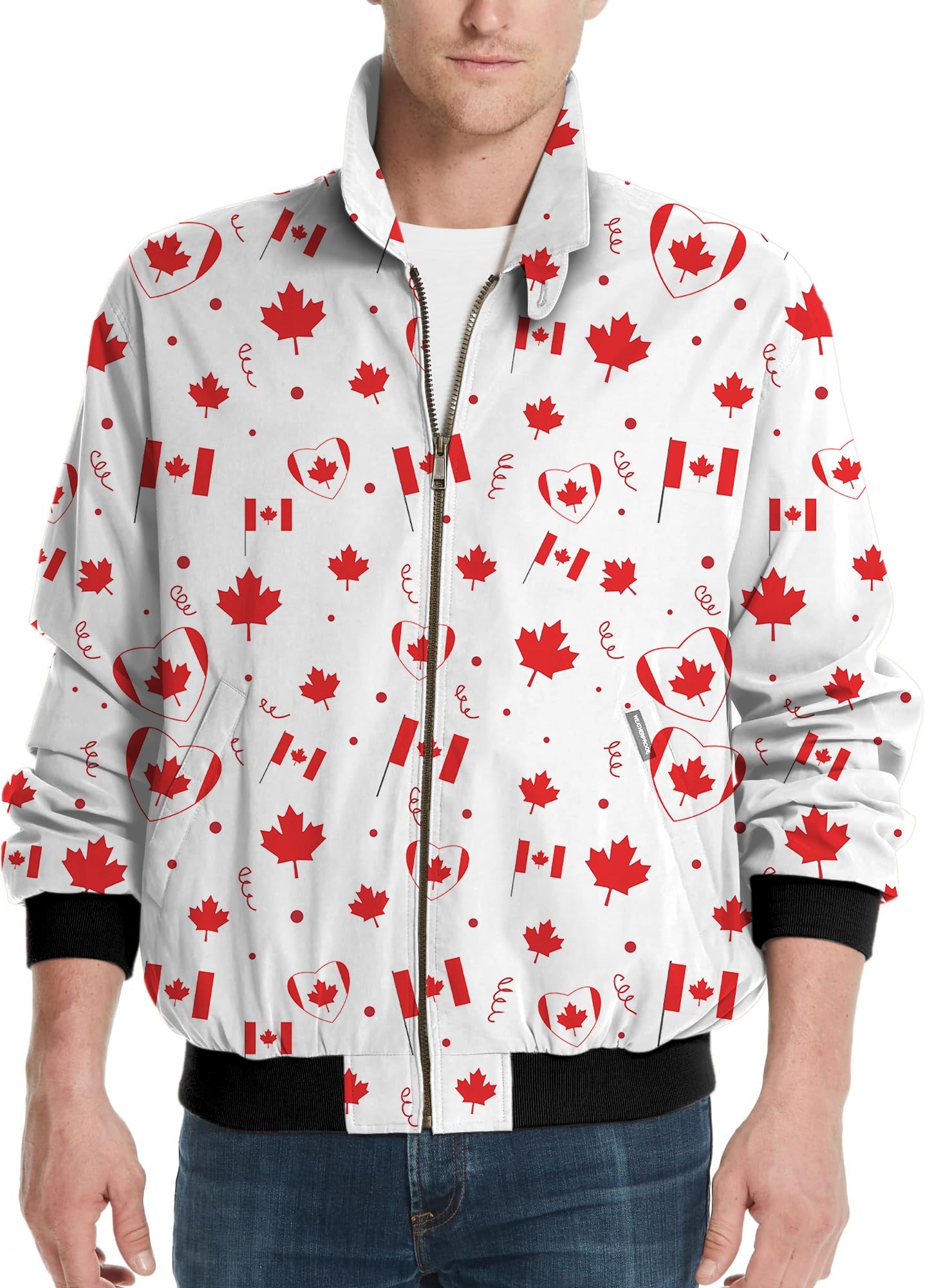 Canadian Patriotic Flag men's golf windbreaker jacket with red maple leaf patterns