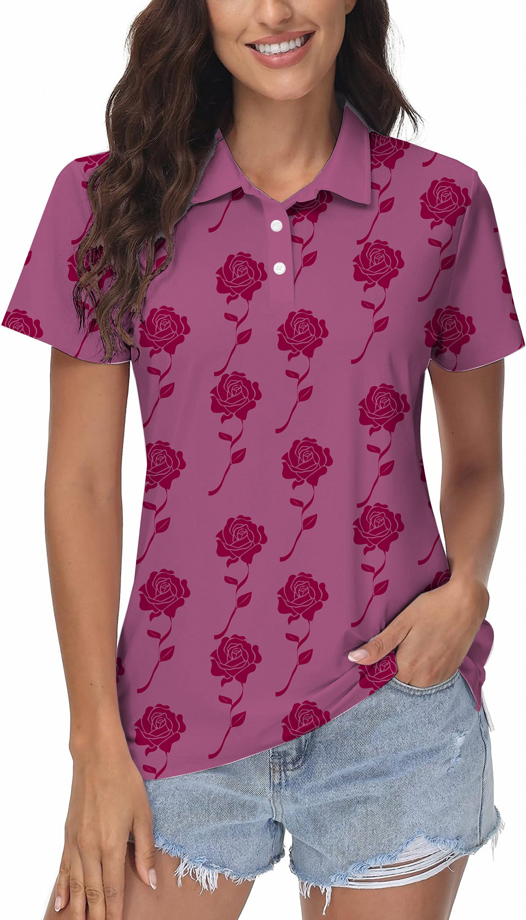 Red Roses Limited Edition Women's Golf Polo