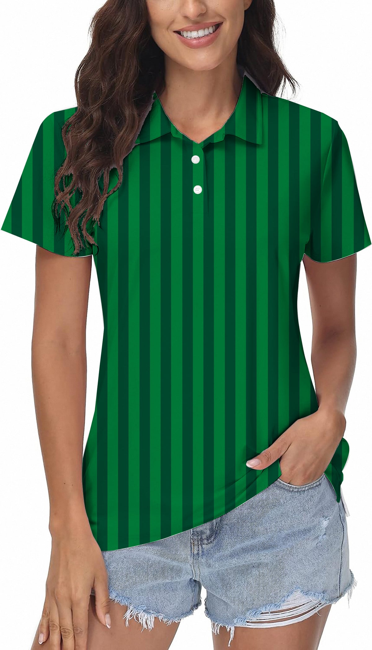 Vertical stripes on a watermelon Women's Golf Polo