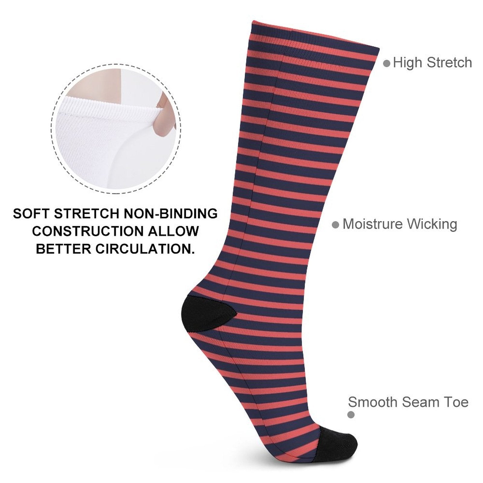 Navy Red Stripes Prined socks Gifts for Men Women