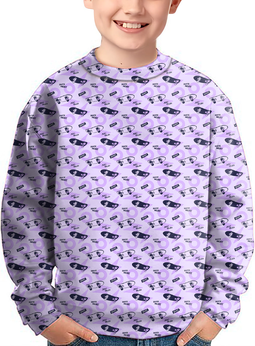 Purple Skate More Crewneck Pullover Kids Ugly Sweater