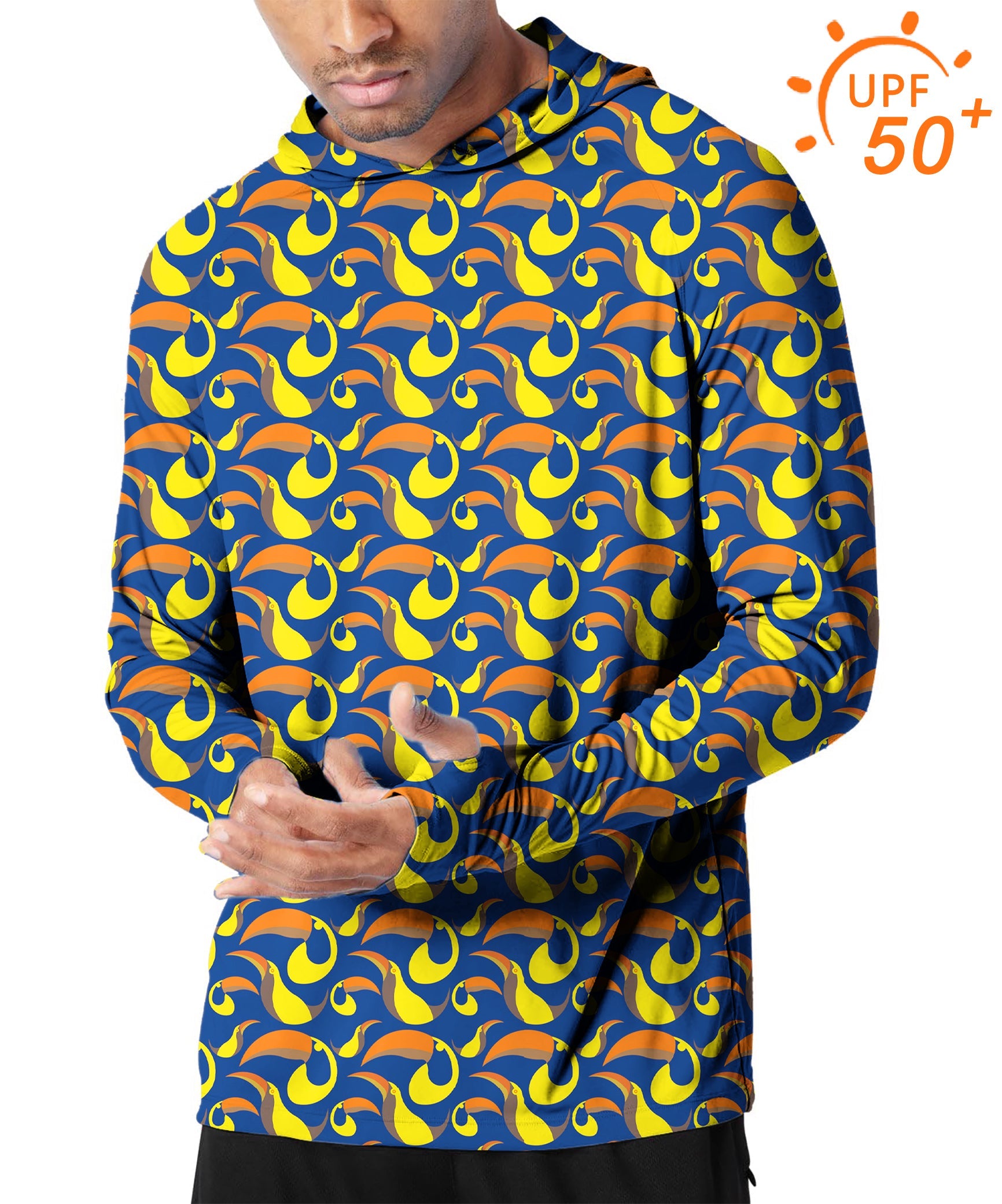 Men's outdoor toucan golf slim fit hoodie with UPF 50+ sun protection and breathable fabric