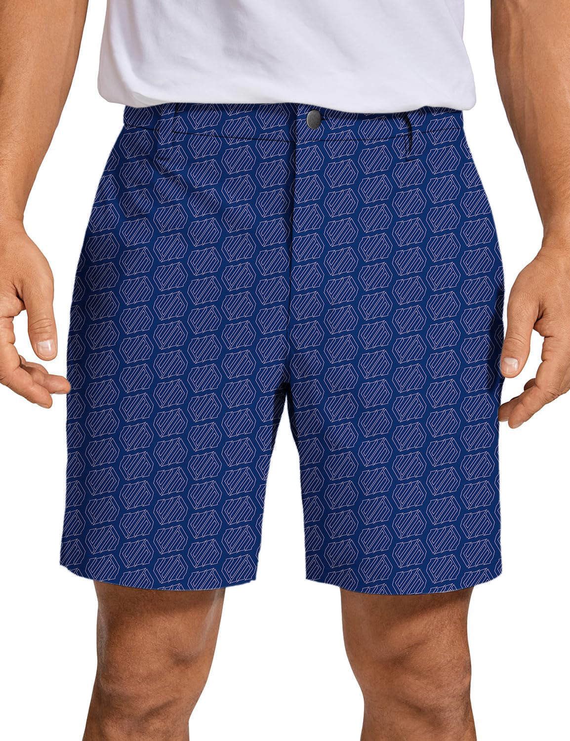 Men Blue geometric Golf Shorts