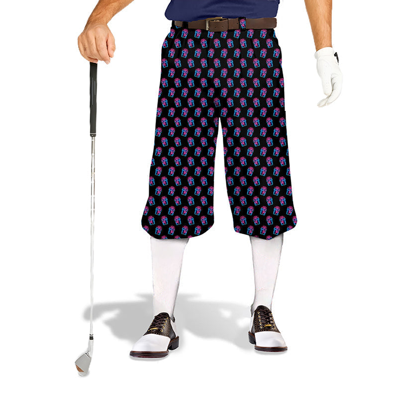 Men's Christmas gift golf knickers pants with festive pattern, breathable and wrinkle-resistant design