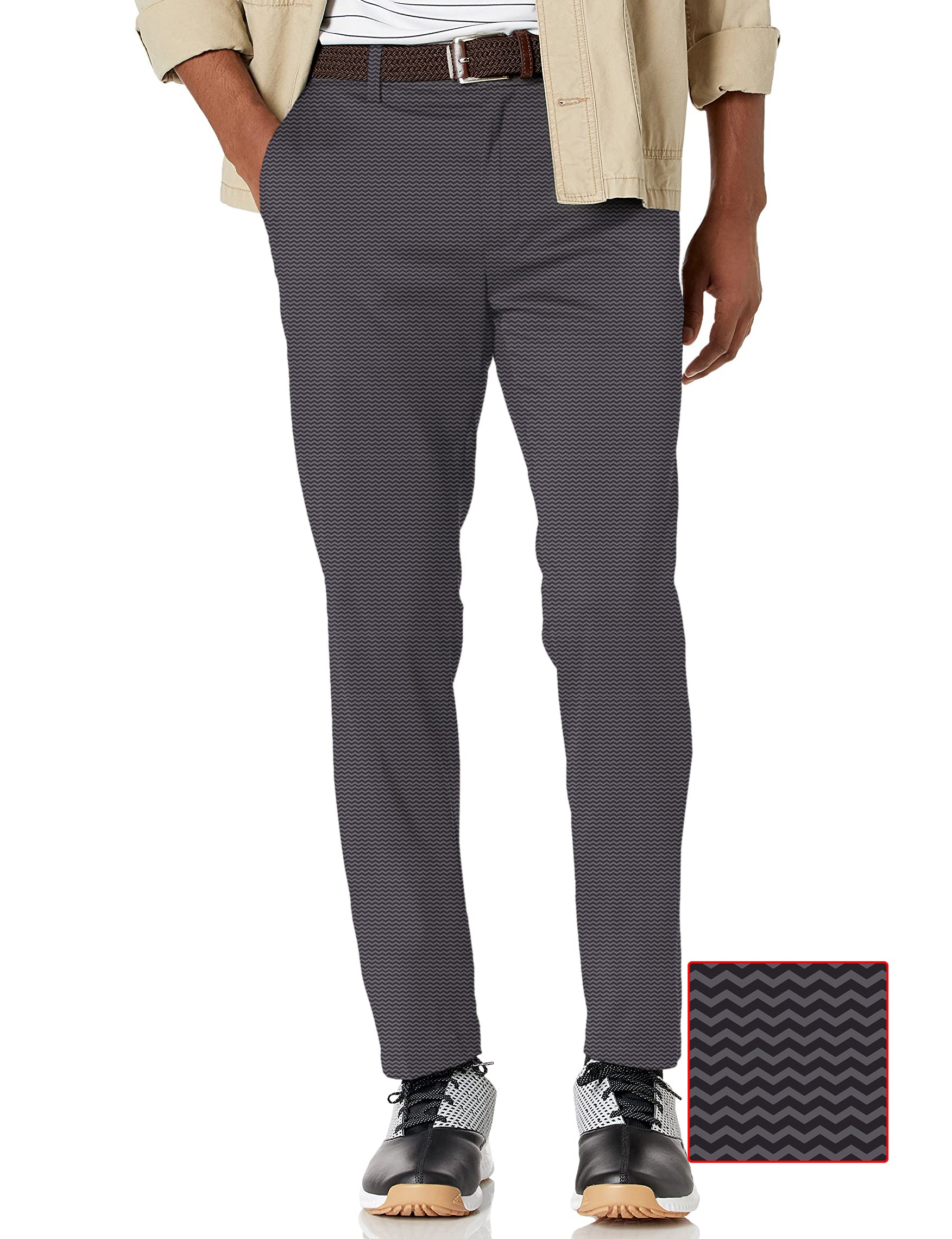 Men's brown waves stretch golf pants with moisture-wicking fabric and active waistband