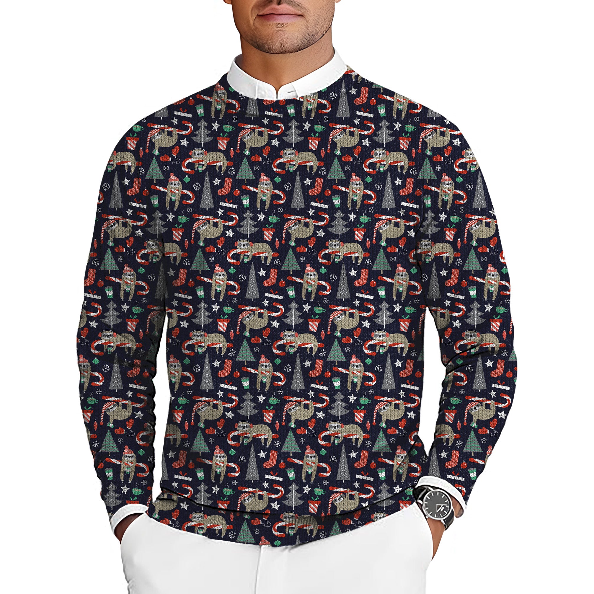 Marry Christmas Men's Golf Crewneck Pullover Sweaters Ugly Sweater