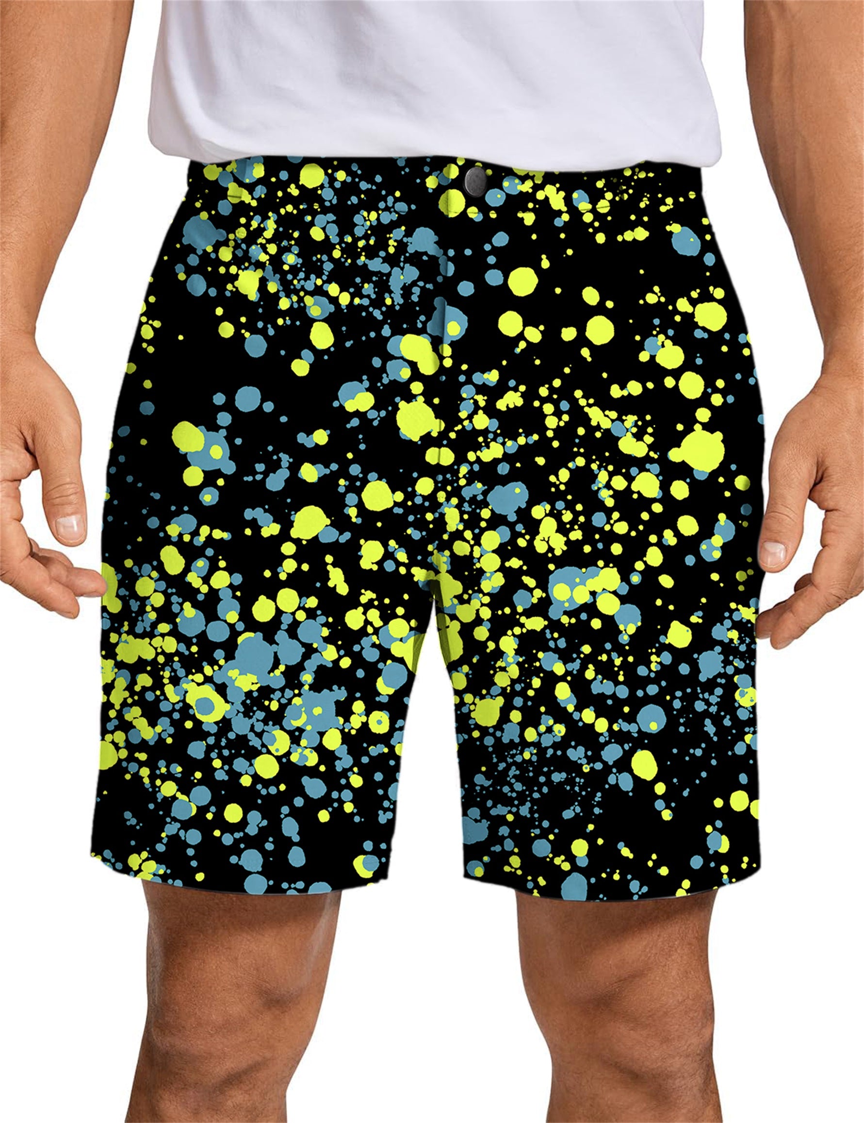 Men blue and yellow paint splashes Golf Shorts