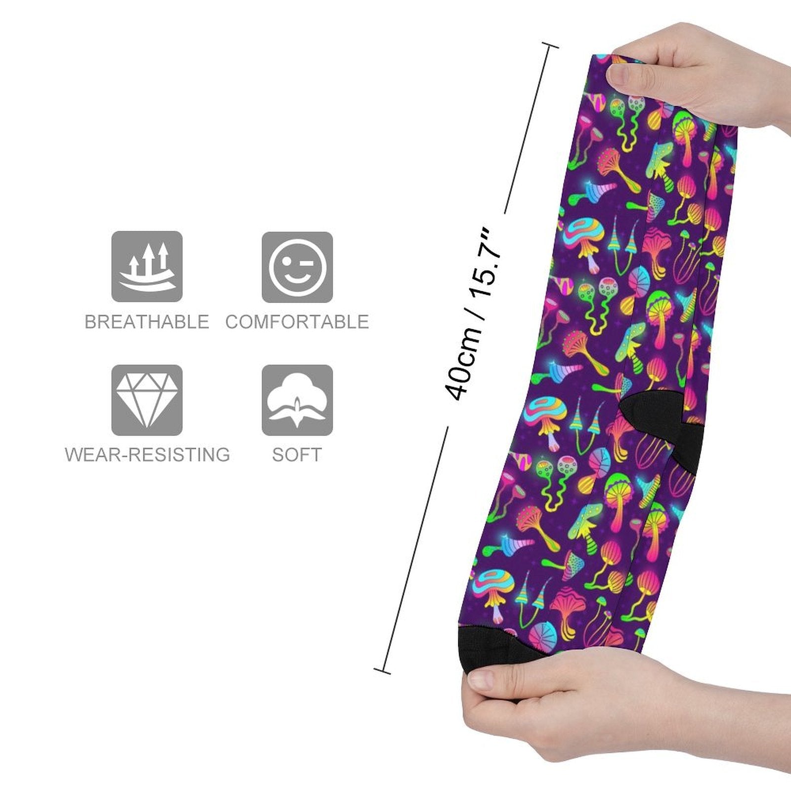 Neon Mushroom Prined socks Gifts for Men Women