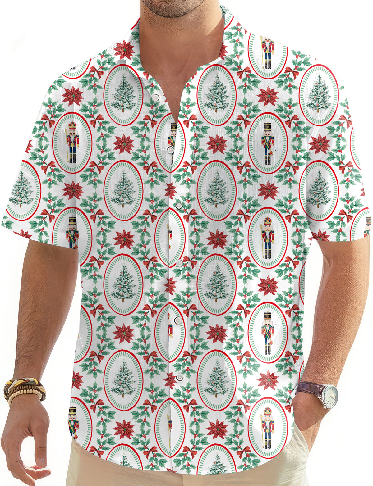Christmas Nutcracker Men's Golf Hawaiian Shirts Button Down Shirt