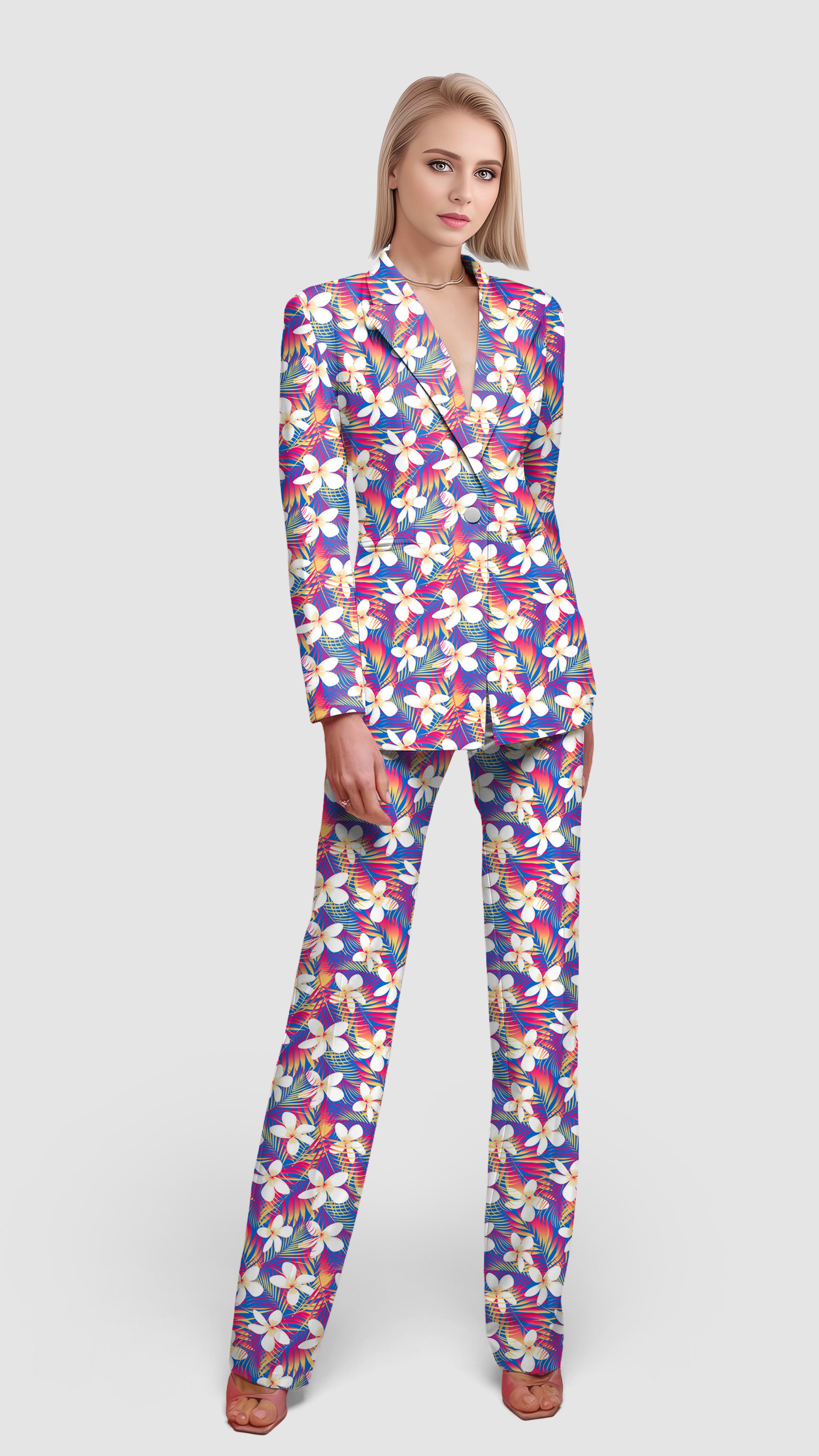 Rainbow Tropics-Women's Blazer Casual Work Office Blazer Suit set