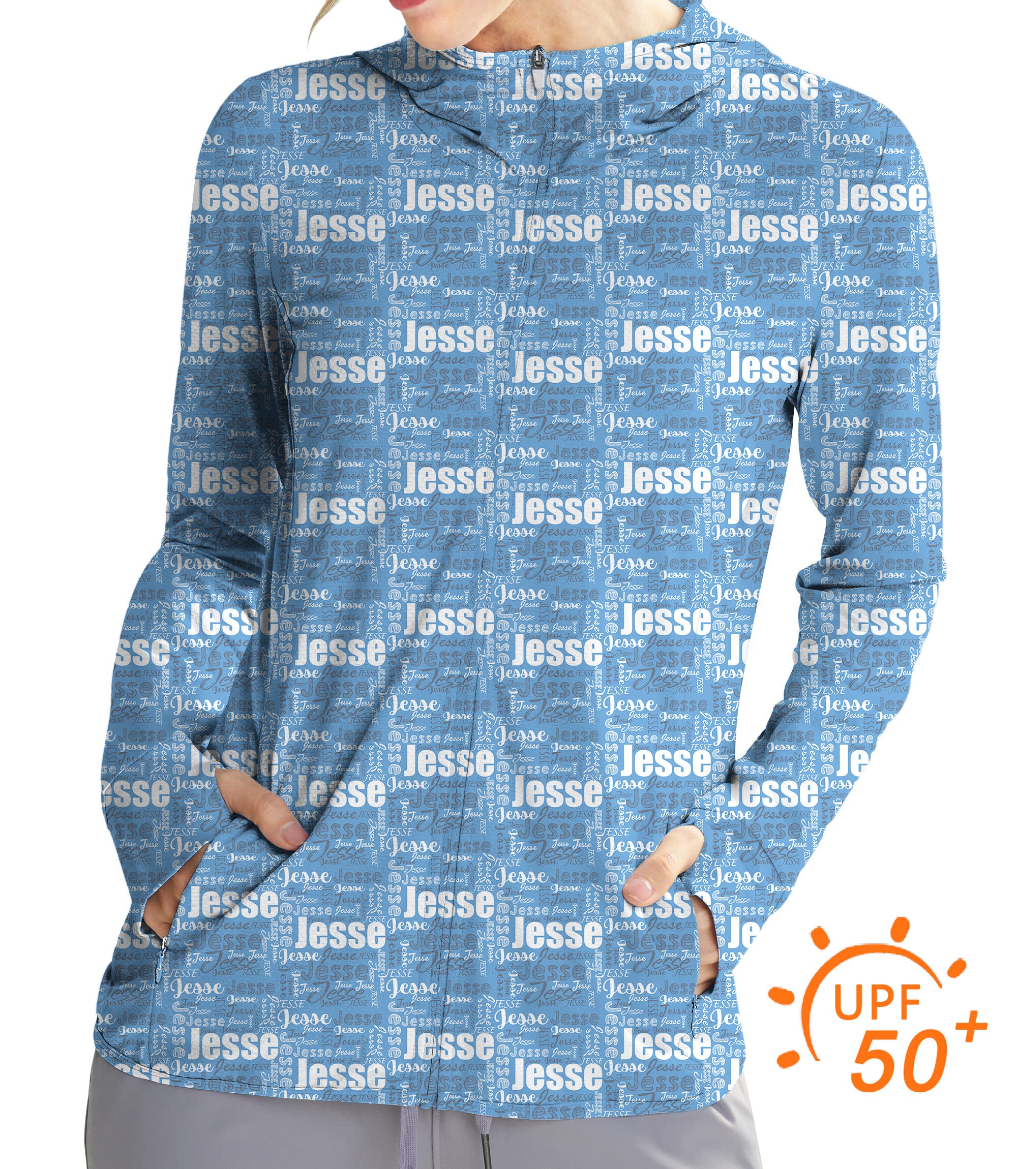 Women's Outdoor Custom name Iris Golf Sun Protection Slim Fit zip hoodies