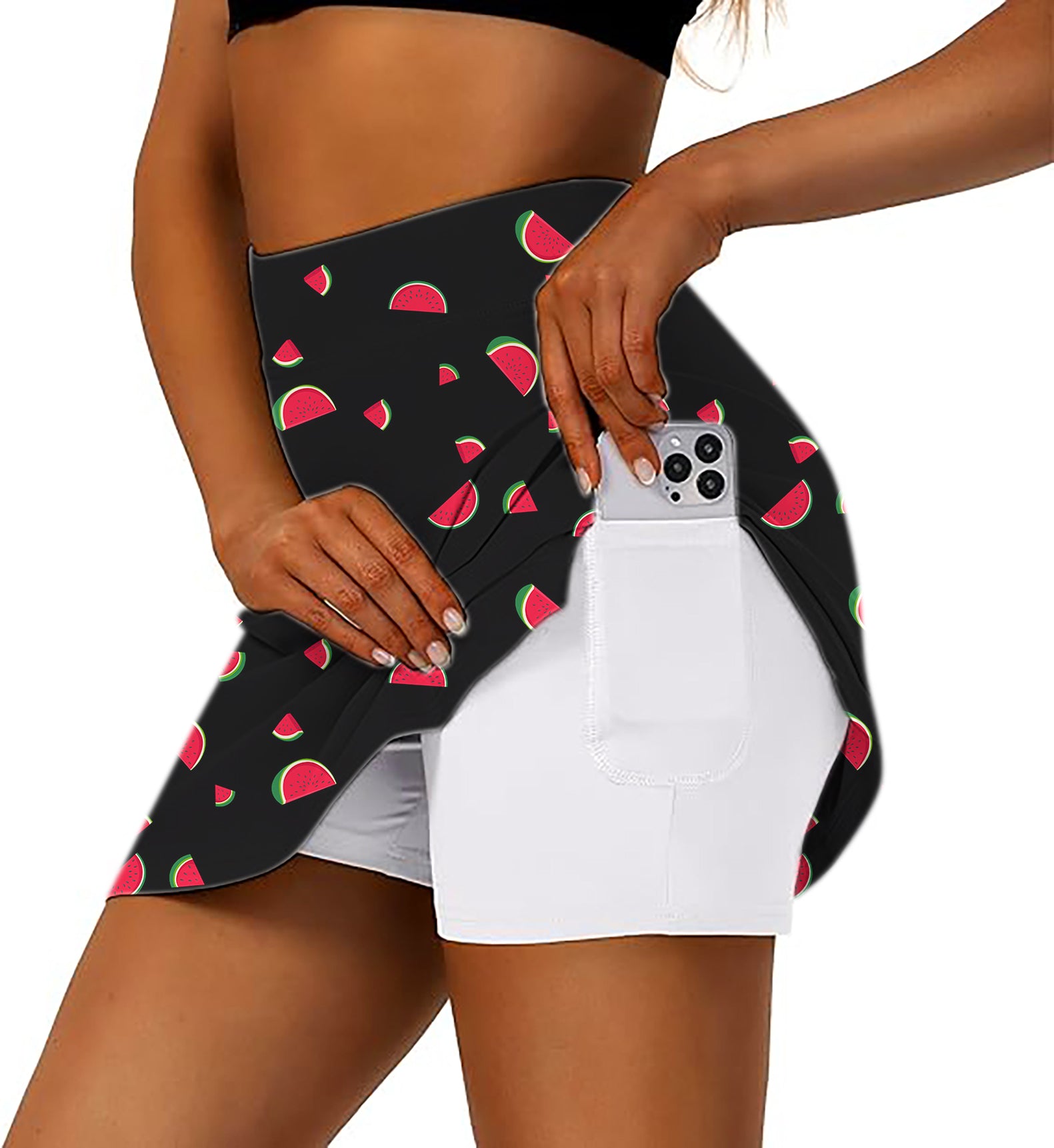 Watermelon Custom The Background Color Women's Athletic Golf Skorts Flared Skirts