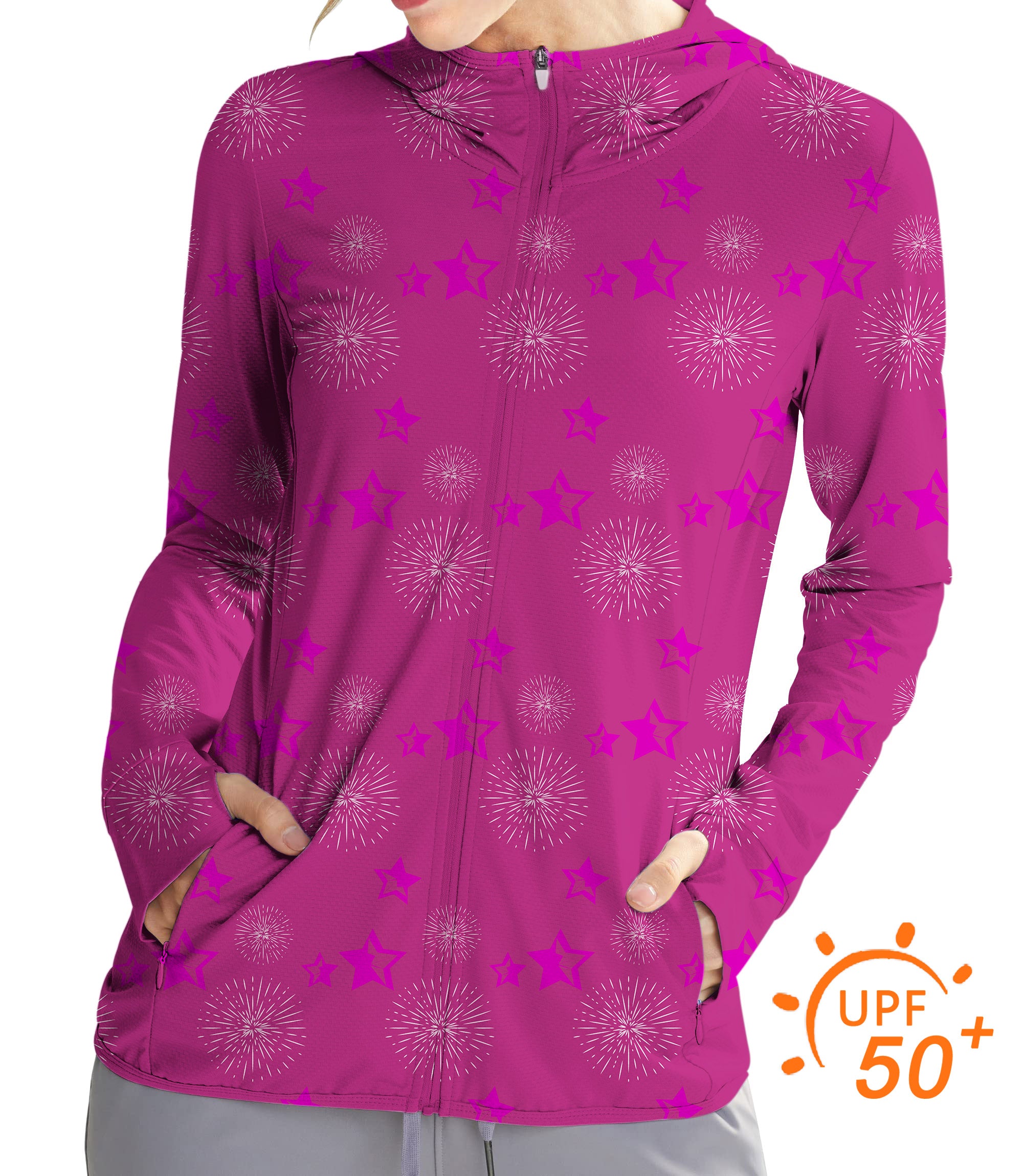Women's Outdoor Pentagram Impression Limited Edition Golf Sun Protection Slim Fit zip hoodies