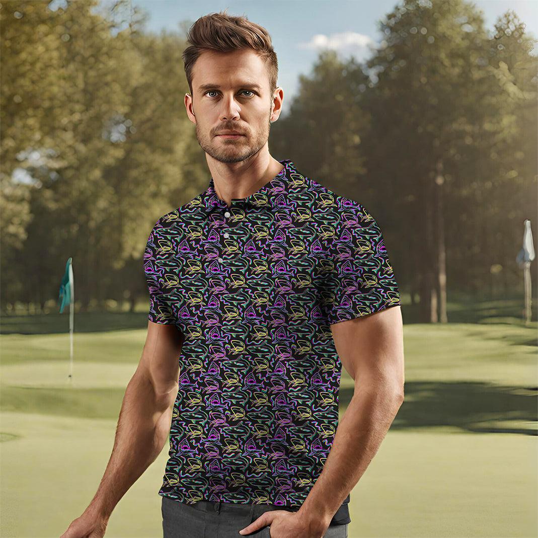 Men's Neon Sharks golf polo