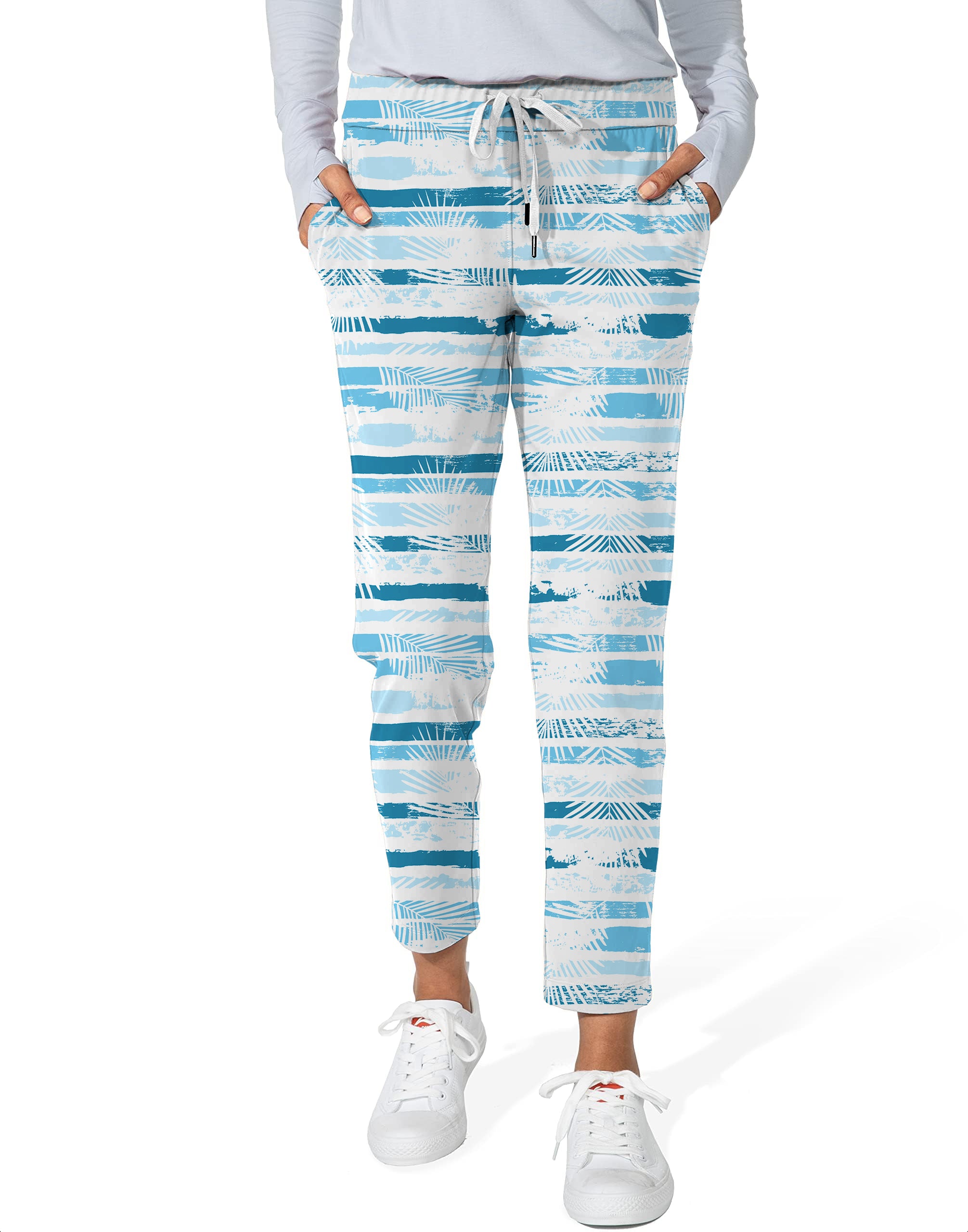 Tropical Blues Women's 7/8 Stretch Ankle Golf Pants