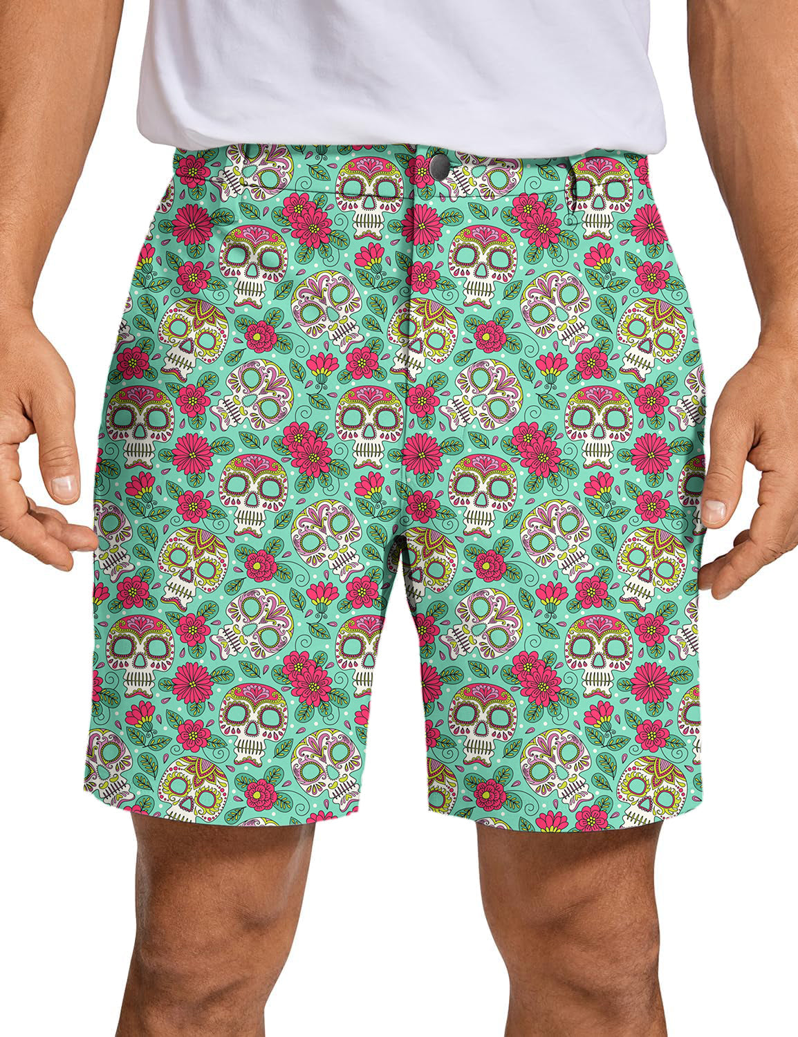 Men's Skull and Rose Golf Shorts