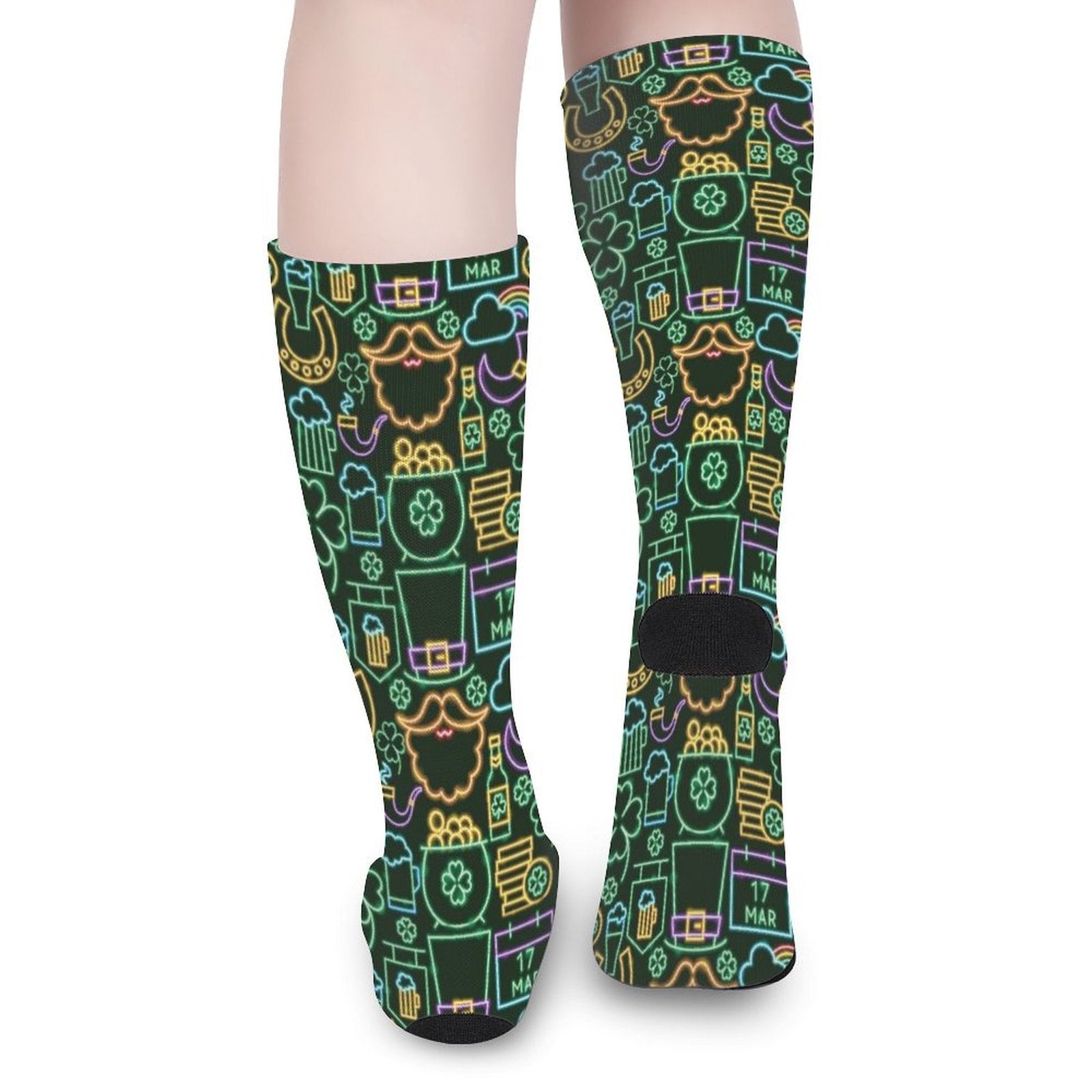 Neon Saint Pattys Party Prined socks Gifts for Men Women