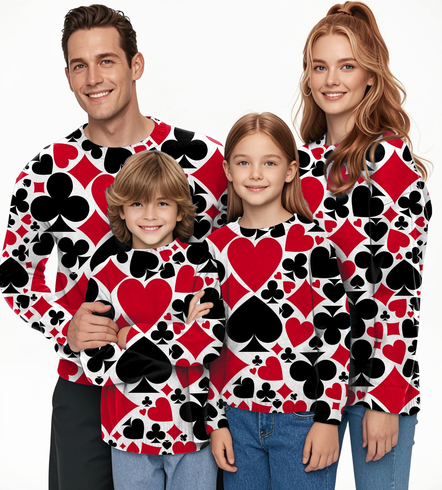Poker Crewneck Pullover Ugly Sweater Men Women boy girl family