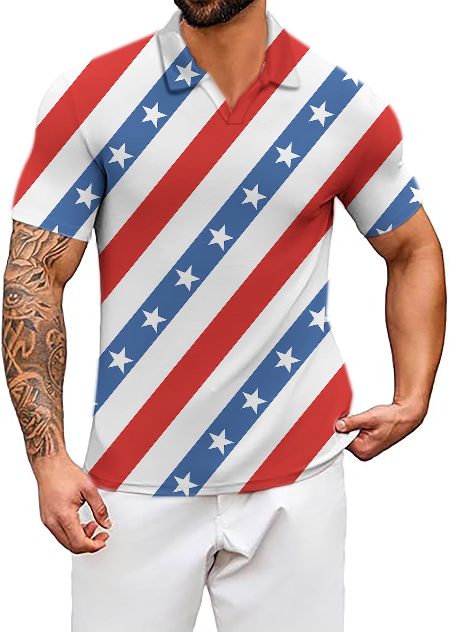 Men's American President Day V Neck Golf Polo Shirts