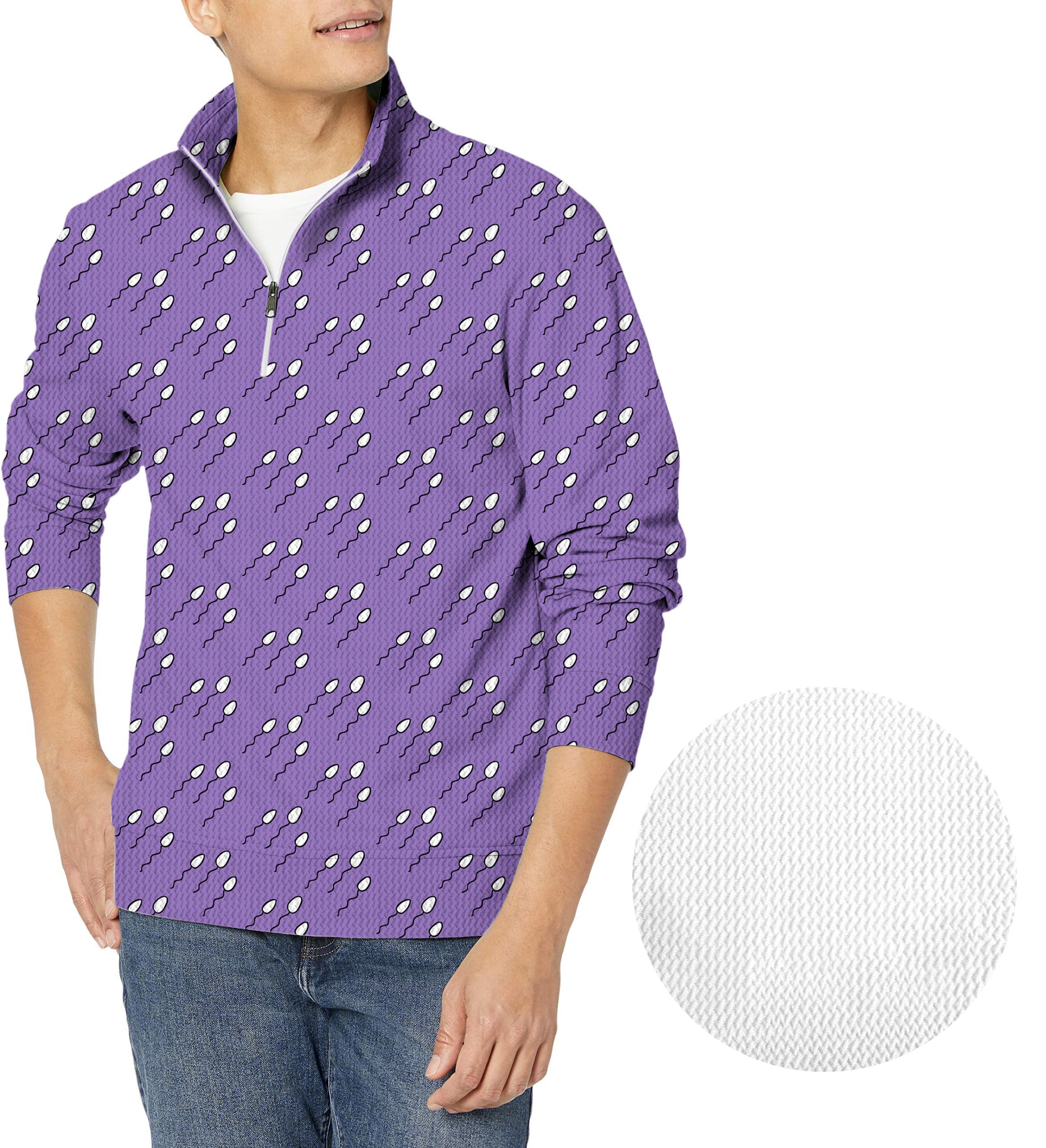 Abstract Sperm Lines Men's Golf Waffle Zipper Pullover