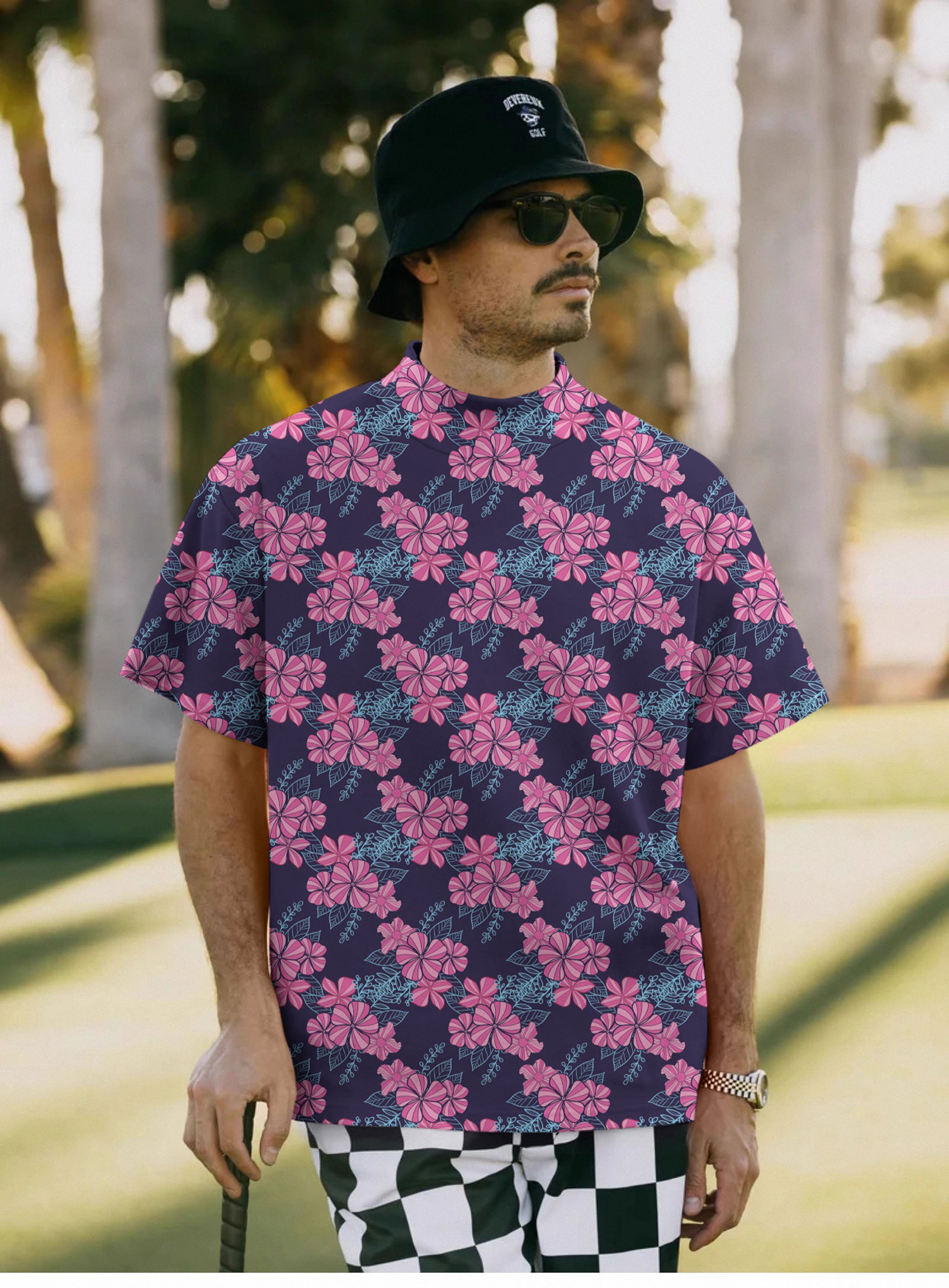 Men's Blossom Burst Pullover High neck Long/Short sleeve T-Shirt