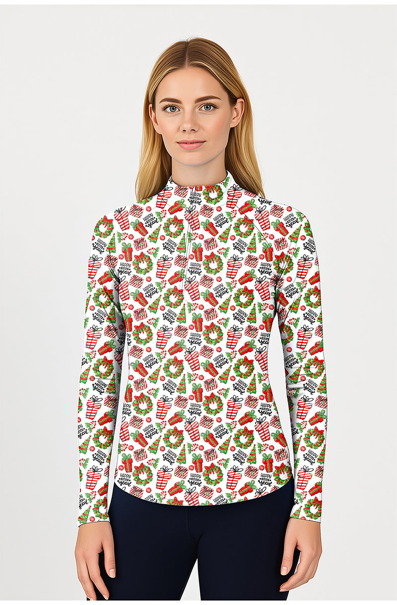 Merry christmas gift Women's Golf Active 3/4 Zip Top Long Sleeves