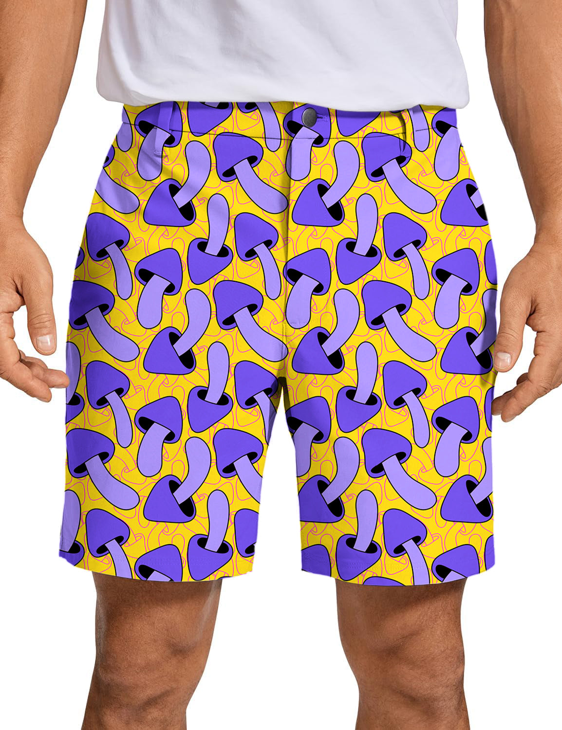 Men's Psychedelic Mushroom Print Golf Shorts