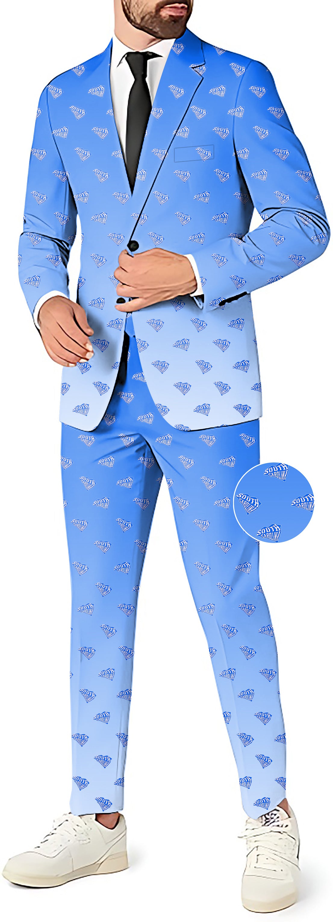 Blue South Carolina Men's Party Costumes-Theme Party 2 or 3pcs Suit set-Blazer Pants & Vest