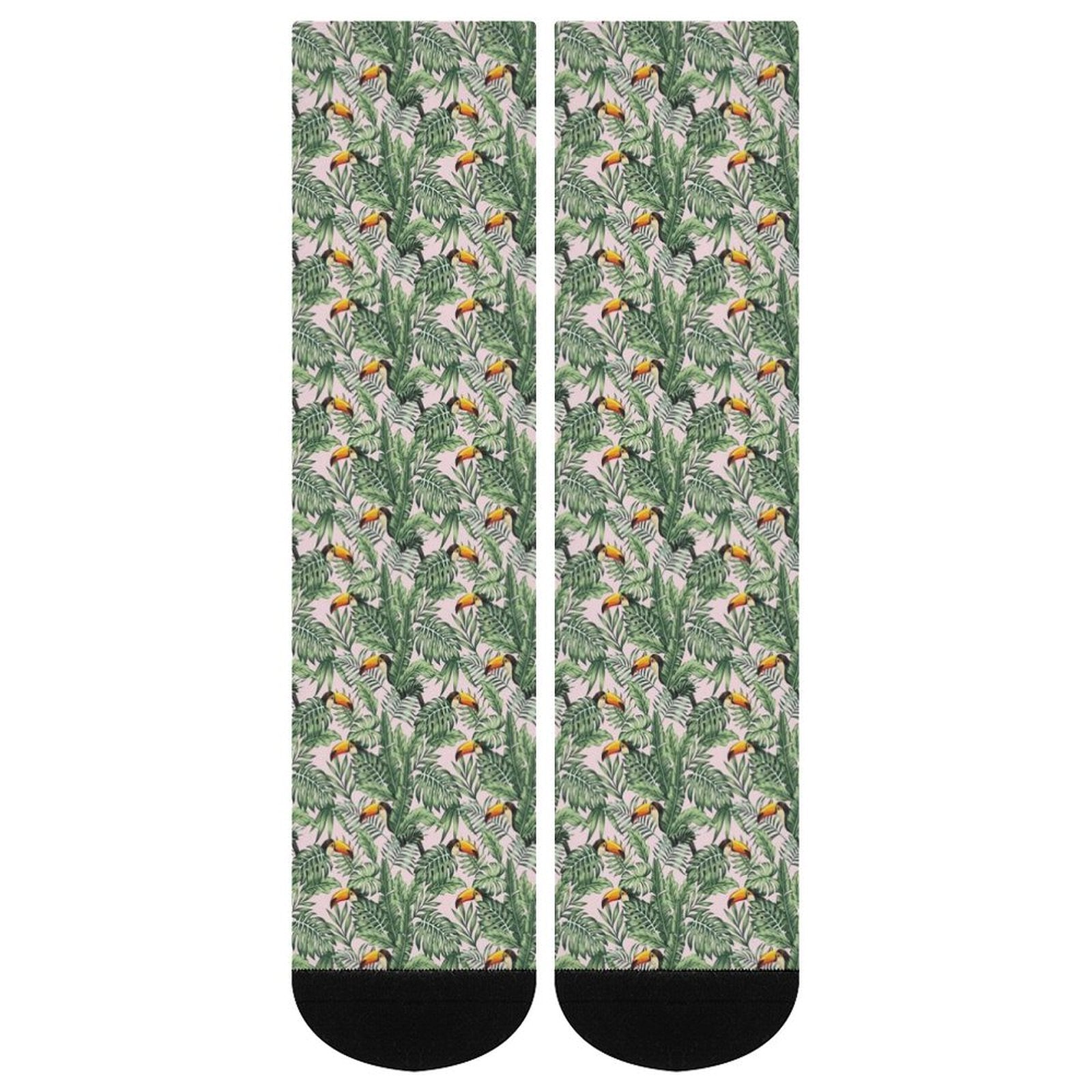 Flamingo green leaves Prined socks Gifts for Men Women