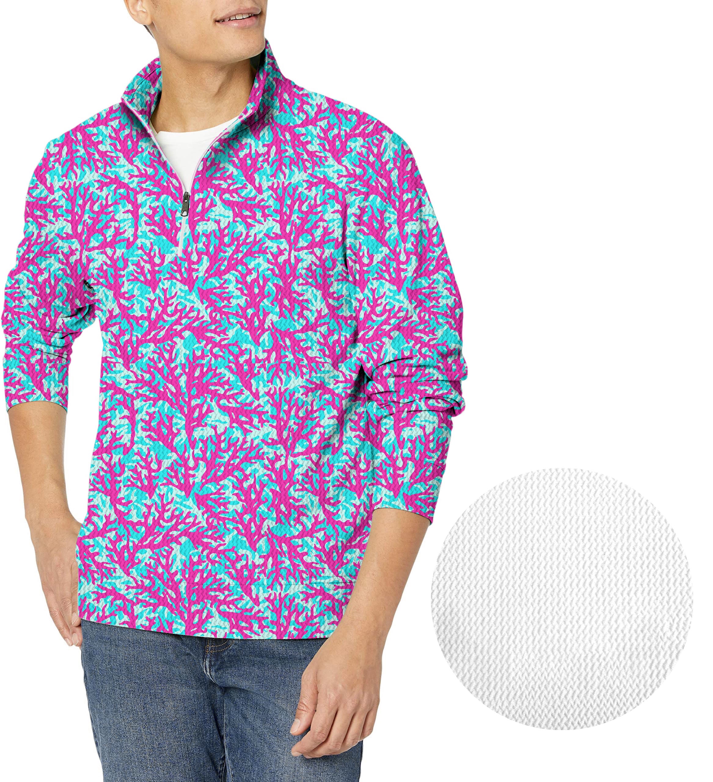 Coral Reef-Men's Golf Waffle Zipper Pullover