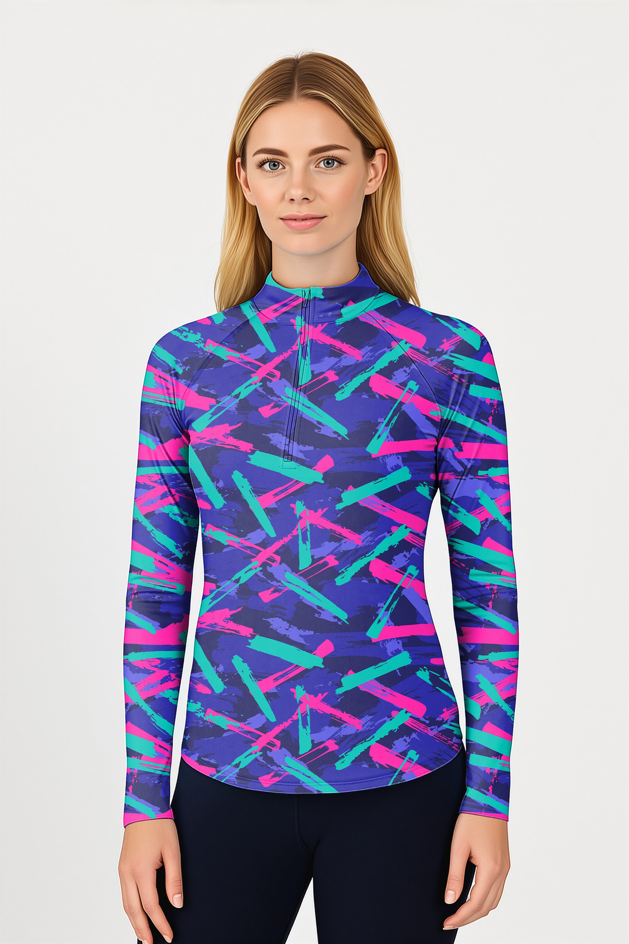 8 Track Women's Golf Active 3/4 Zipper Top Long Sleeves