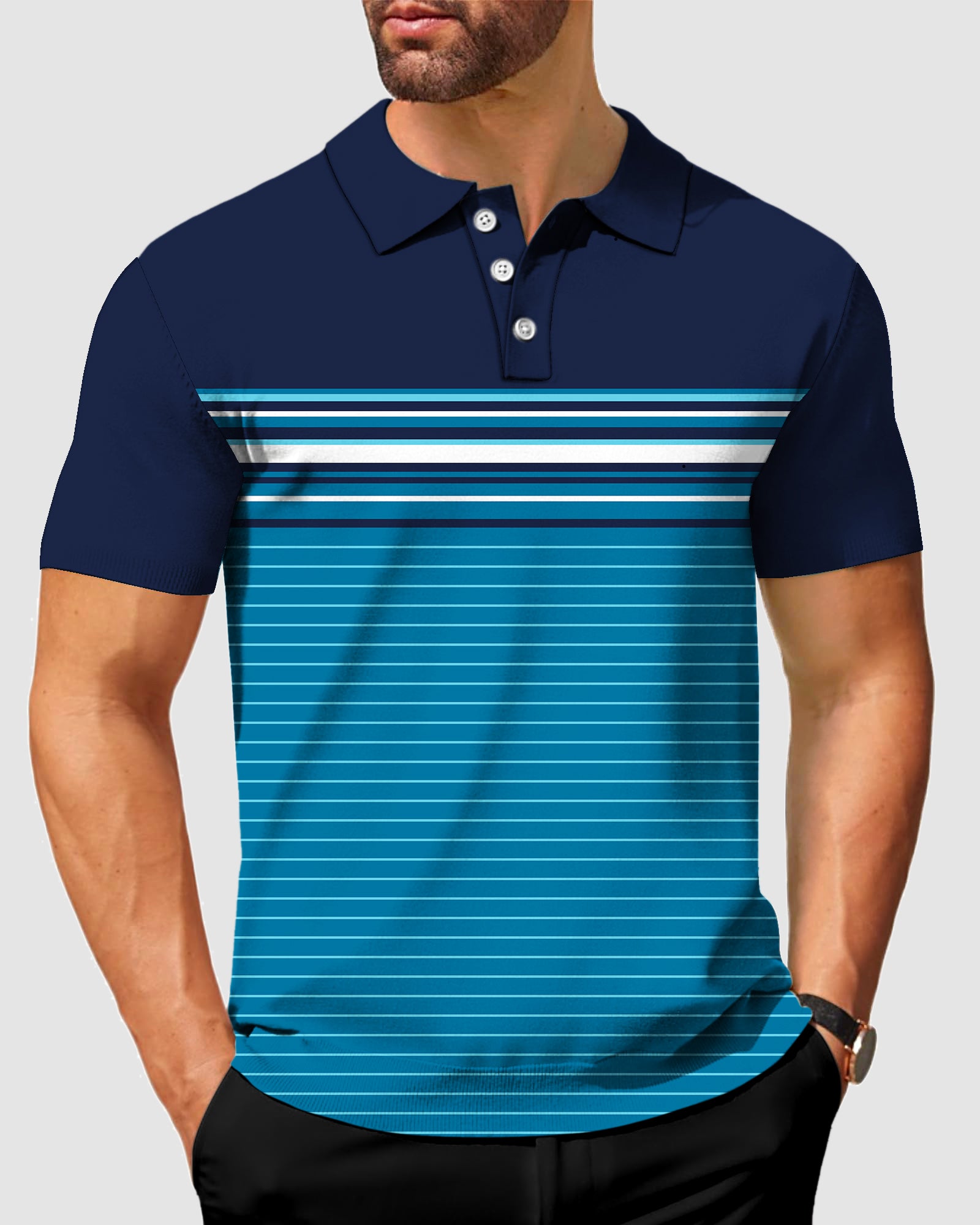 Men's Mix Horizontal Stripes-Stripe Series Polo