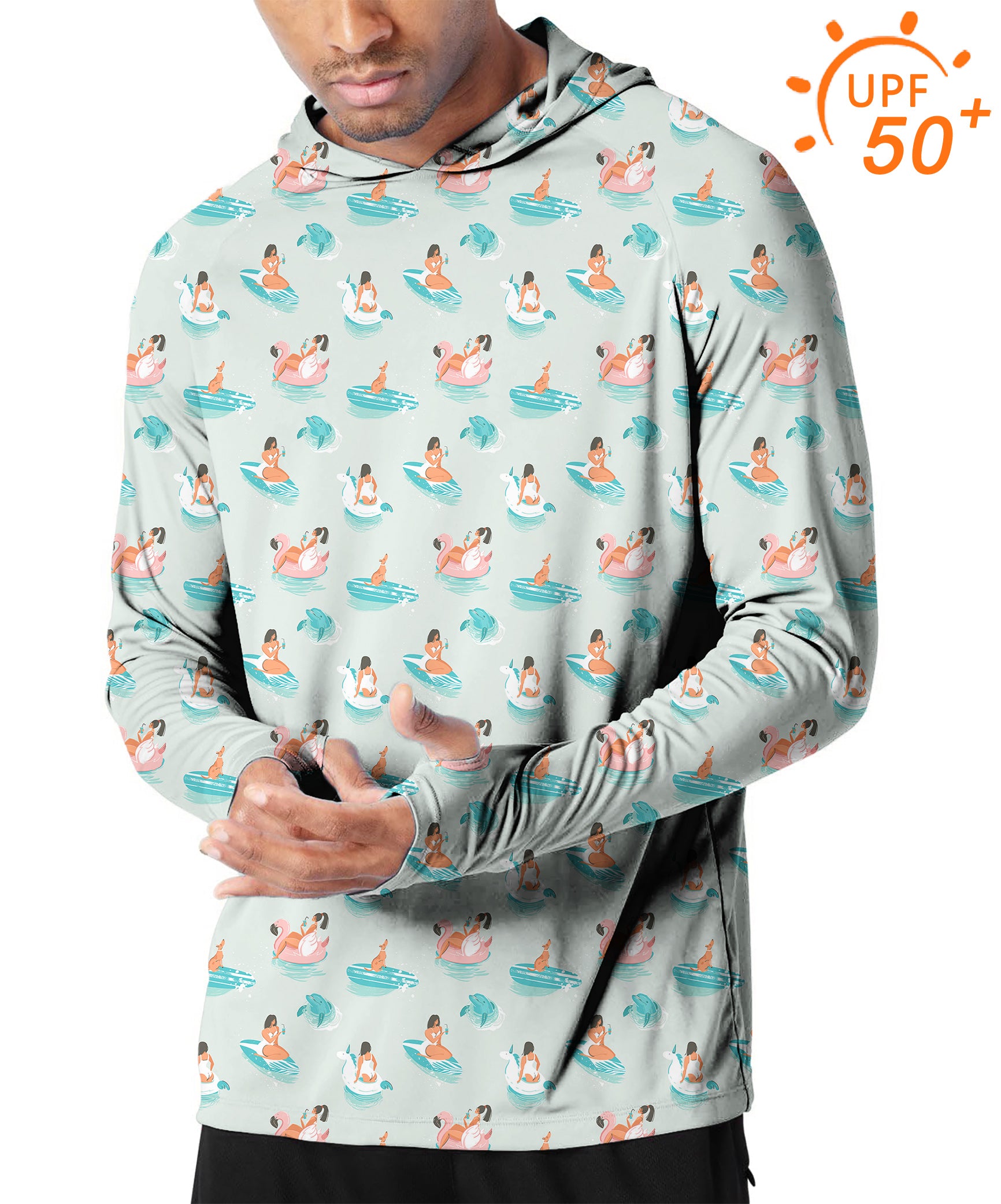 Men's Outdoor Girl playing on the water Golf Sun Protection Slim Fit hoodies