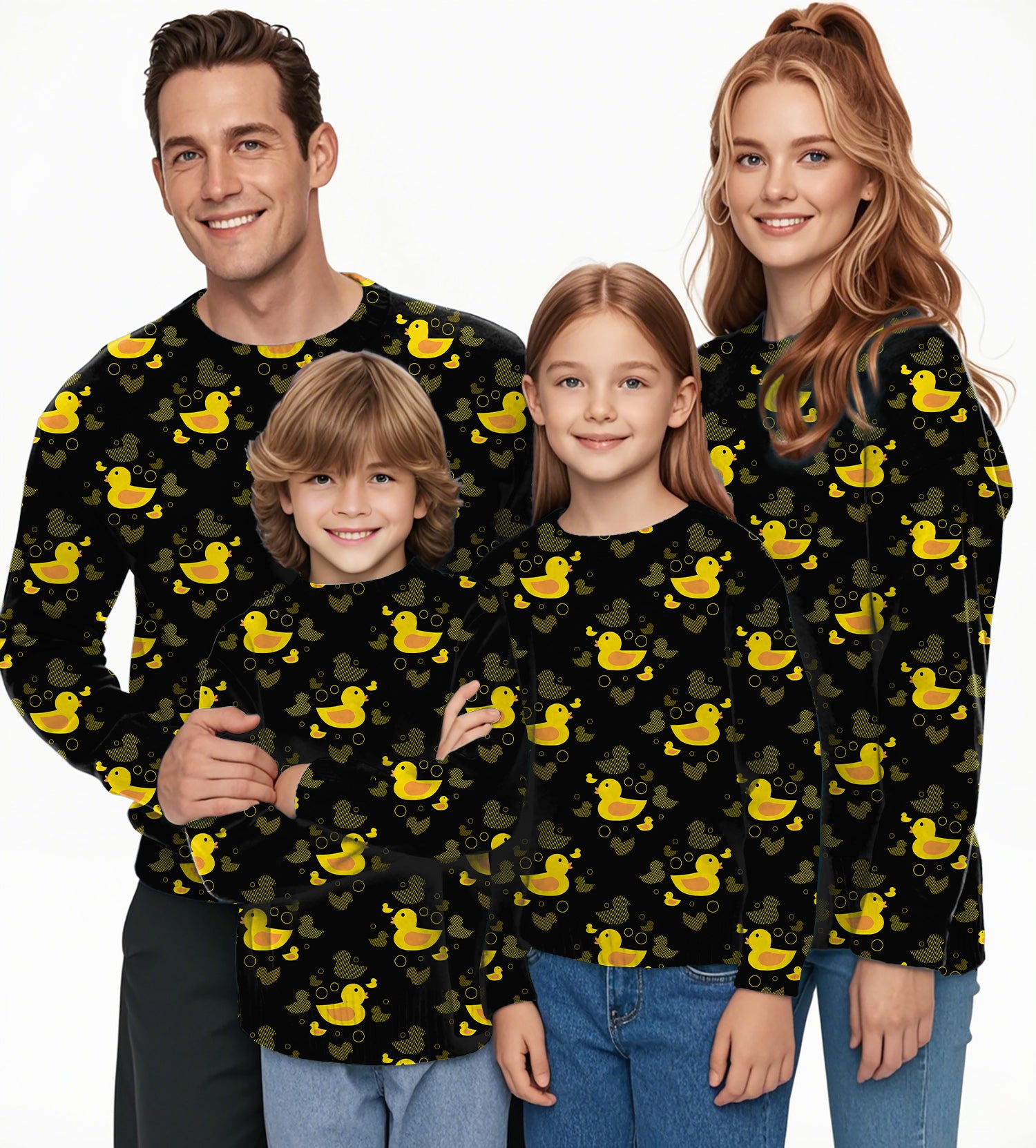Yellow duck Crewneck Pullover Ugly Sweater Men Women boy girl family