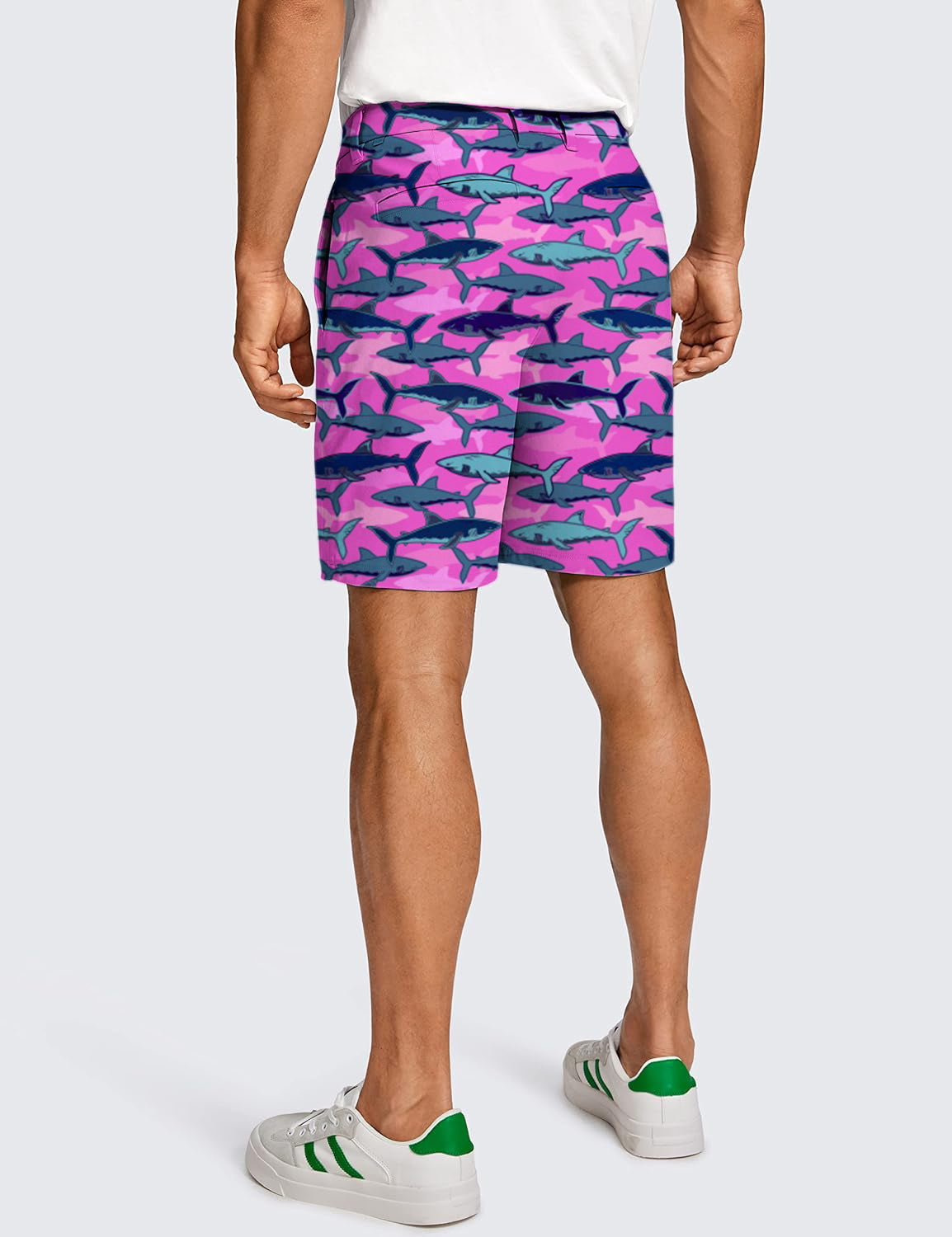 Men Electric Sharks Pink Golf Shorts