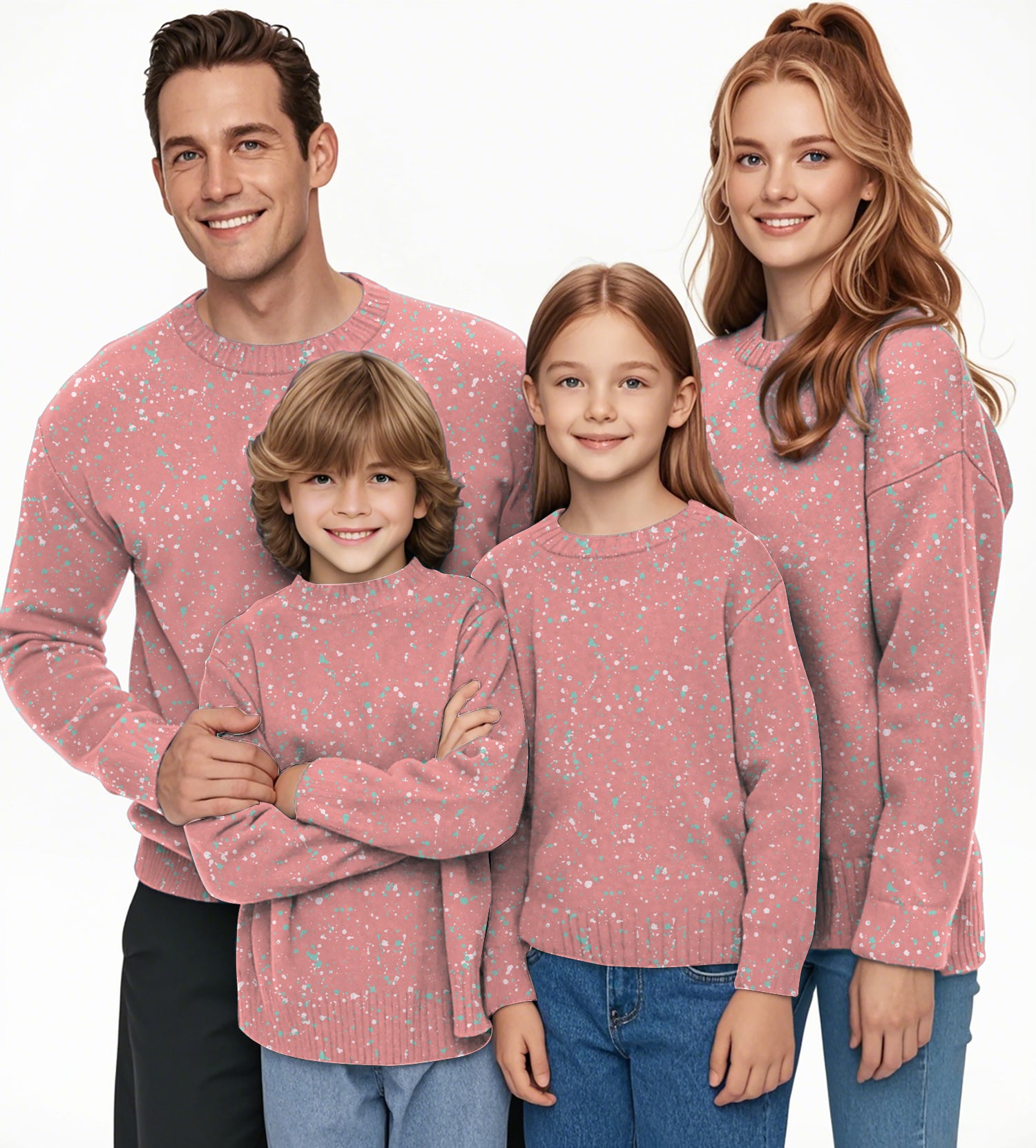 Paint Splatter Crewneck Pullover Ugly Sweater Men Women boy girl family