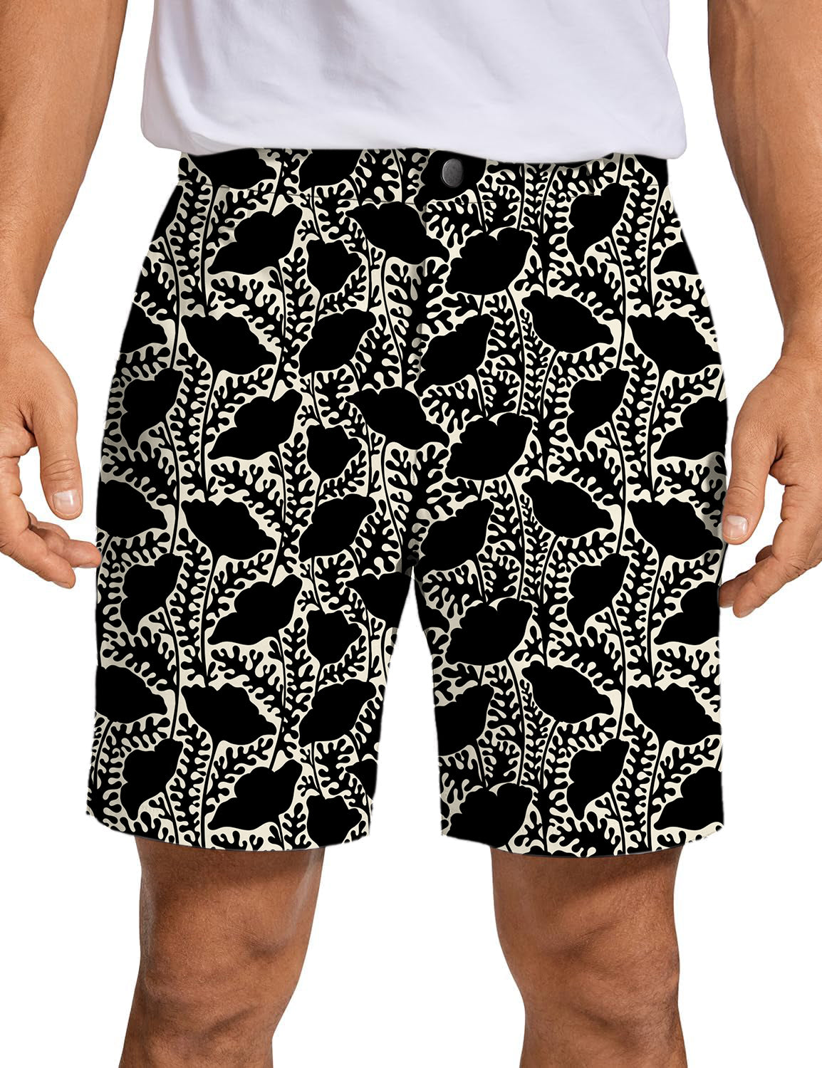 Men Monochrome Bloom Golf Shorts