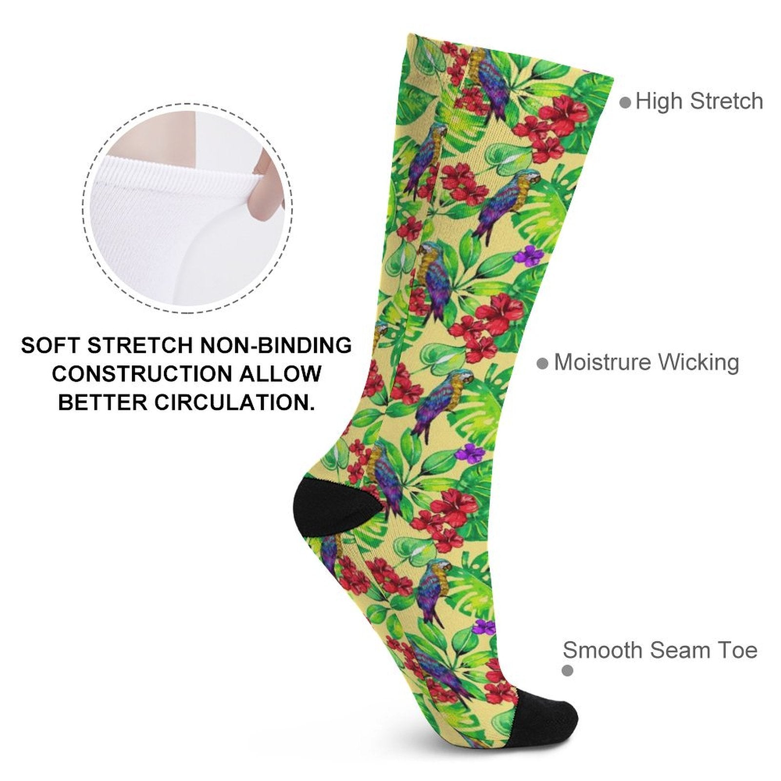 Toucan tropical flowers Prined socks Gifts for Men Women