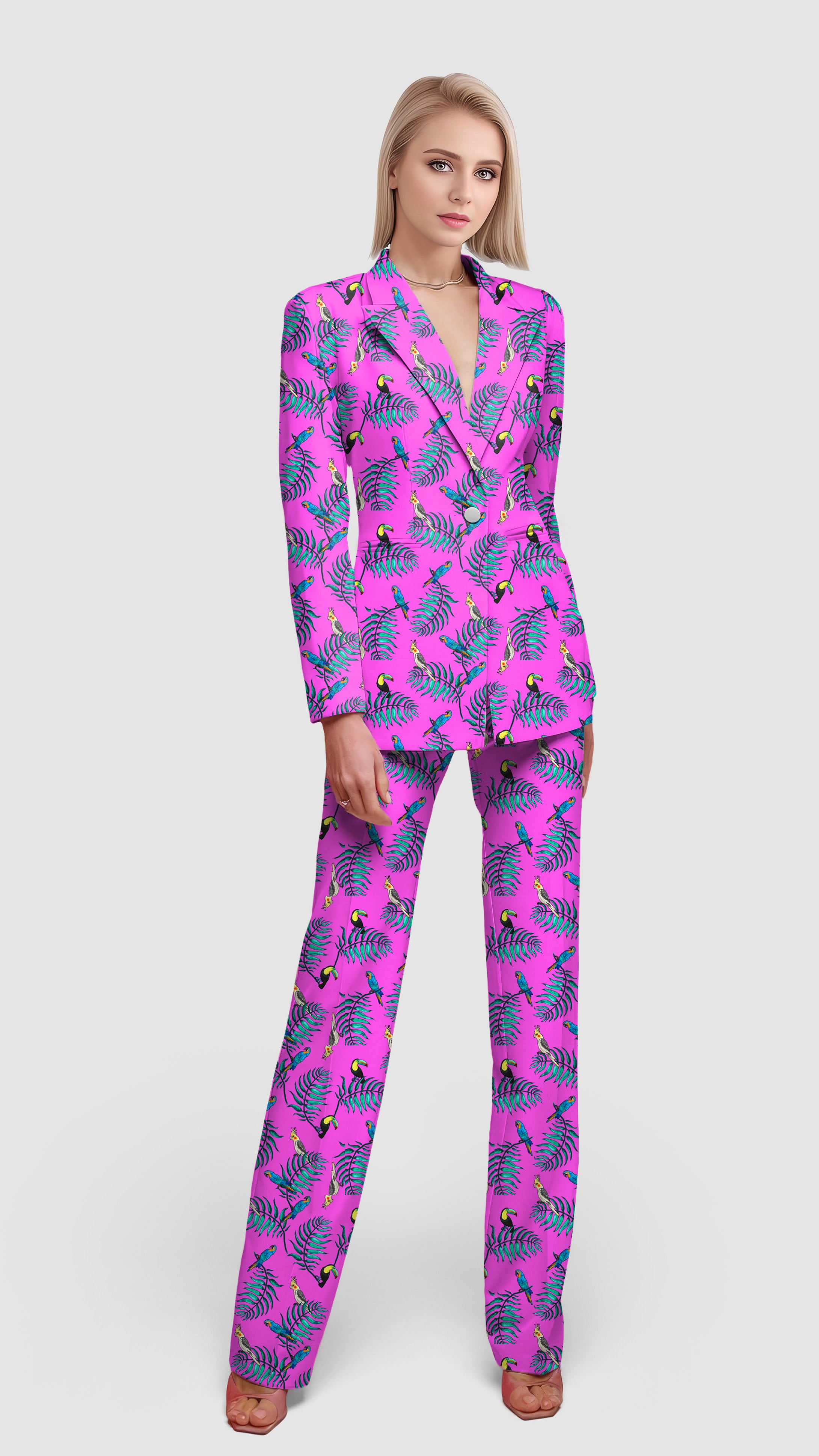 Tropical Oasis-Women's Blazer Casual Work Office Blazer Suit set