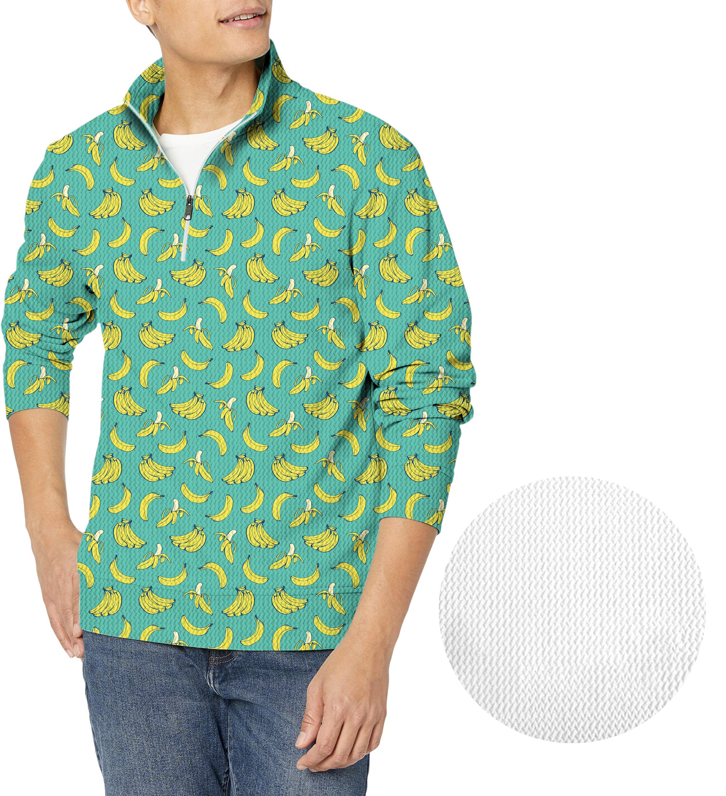 Banana Summer Men's Golf Waffle Zipper Pullover Christmas