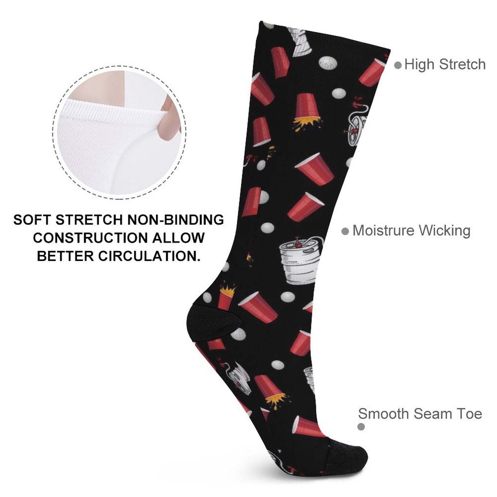 Kegs & Cups Prined socks Gifts for Men Women