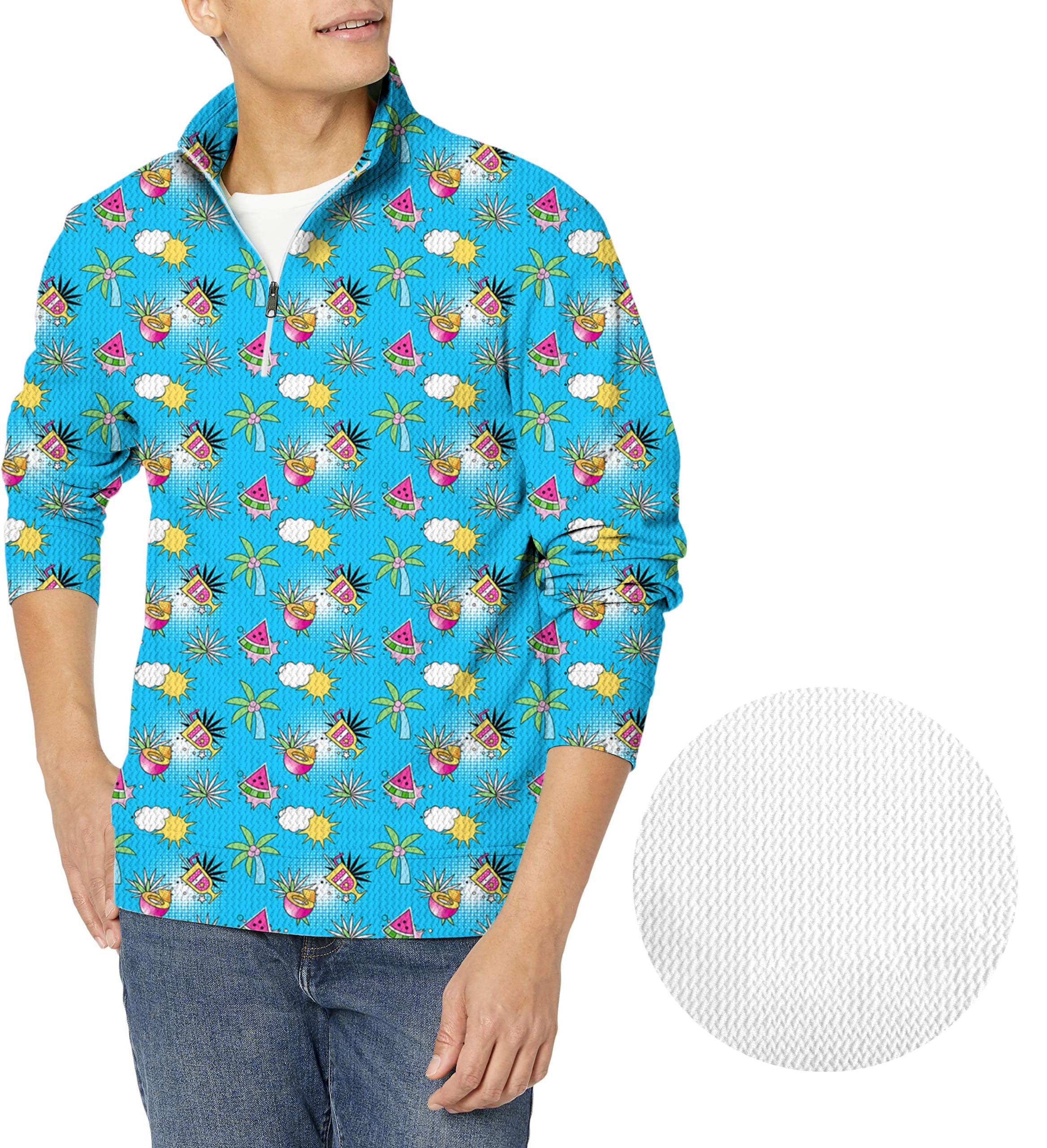 Perfect Summer-Men's Golf Waffle Zipper Pullover