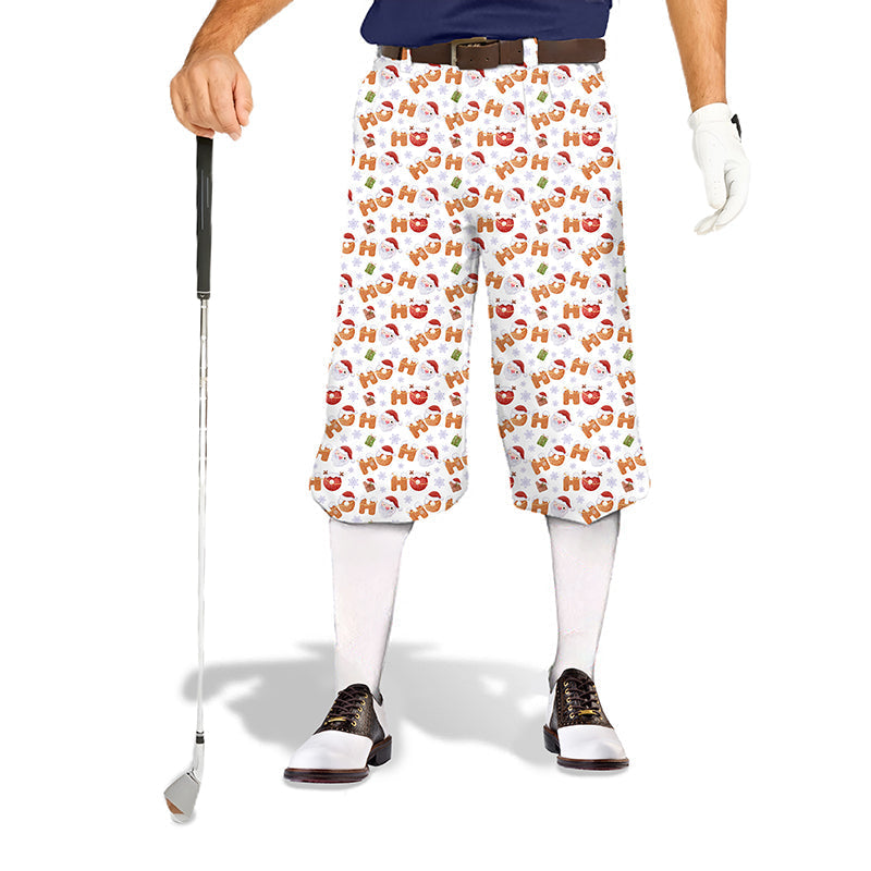 Men's Christmas Gingerbread HO golf knickers pants with ankle cuffs and festive print