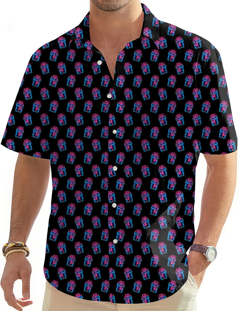 Christmas gift Men's Golf Hawaiian shirt with button-down style and festive pattern