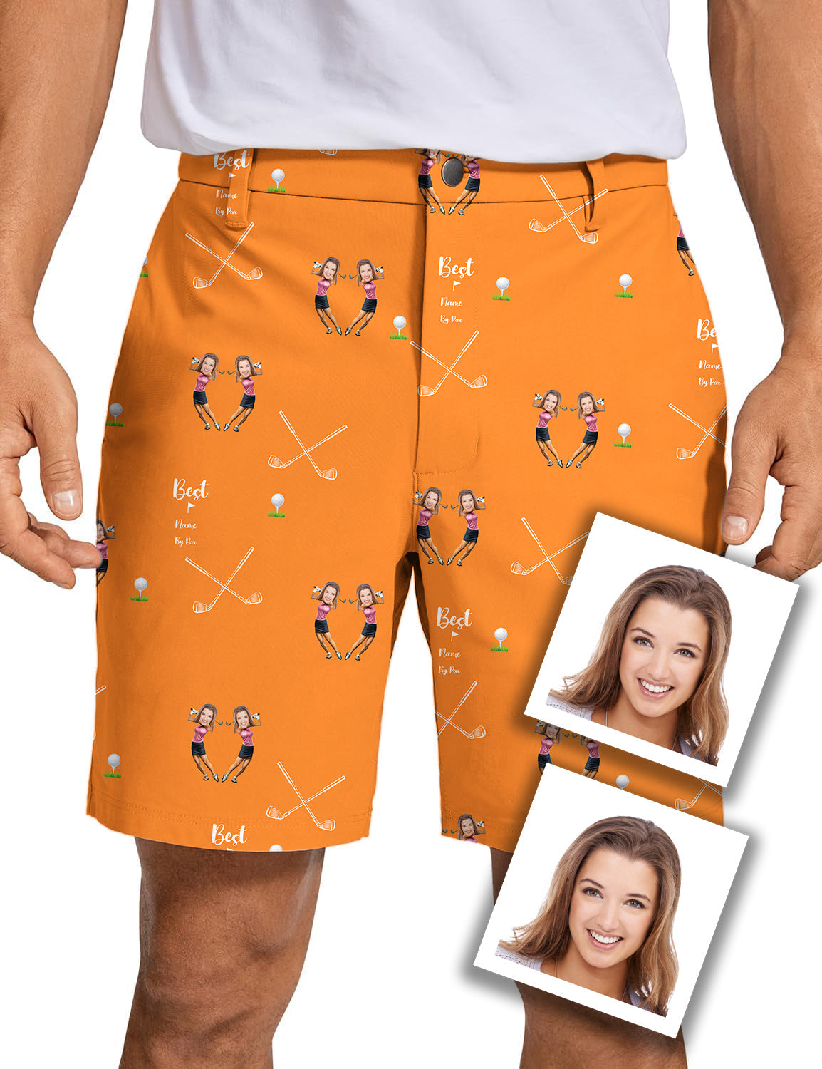 Men's Custom Sister Photo Face & Name Golf Shorts