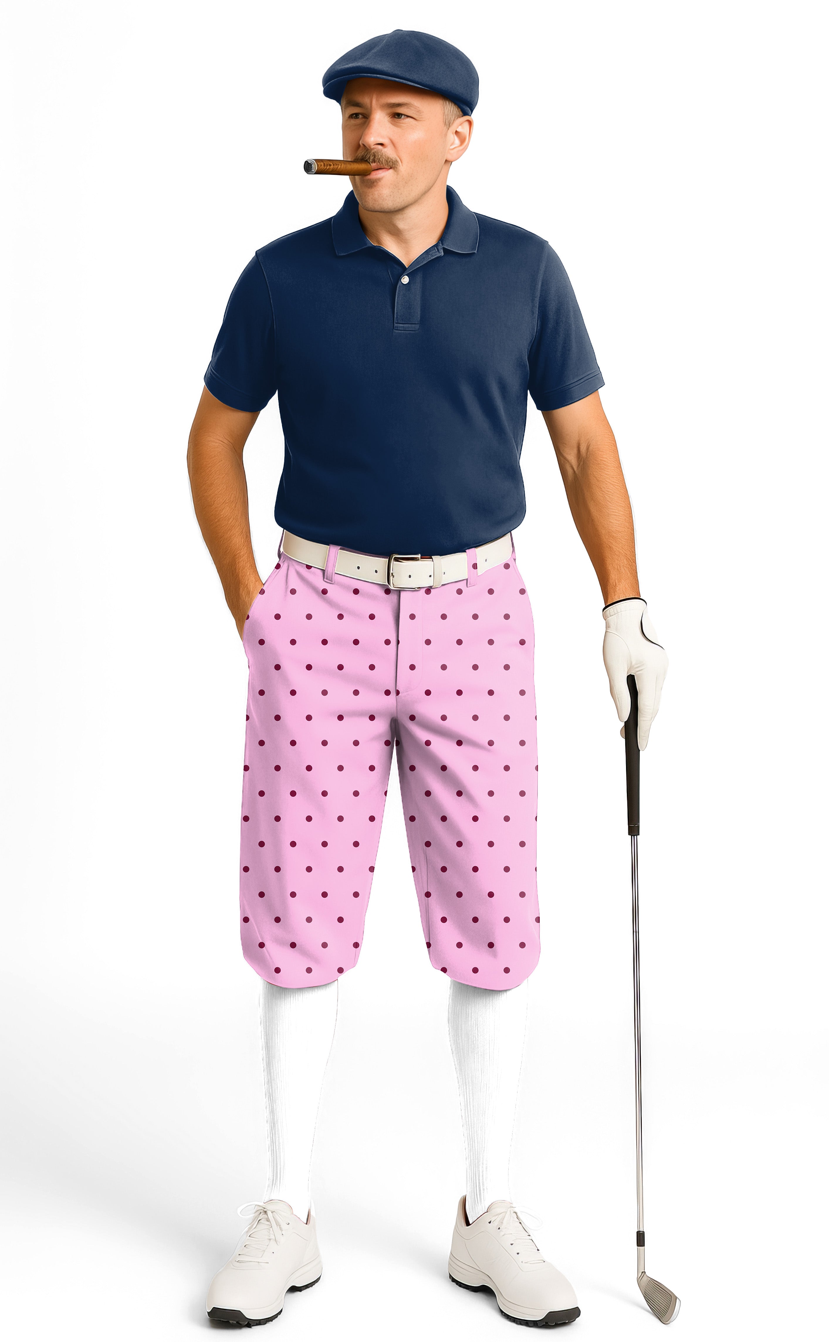 Pink Polka Dots Men's Golf Knickers Pants