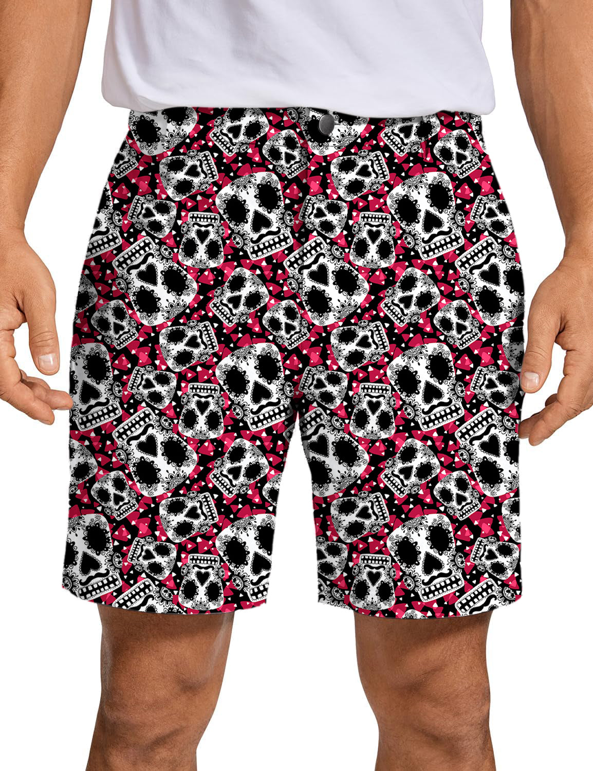 Men's Sugar Skull Pattern Golf Shorts