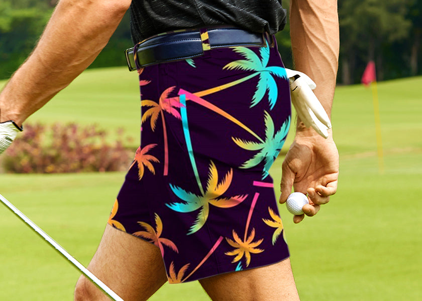 Men Gradient Palms Golf Shorts