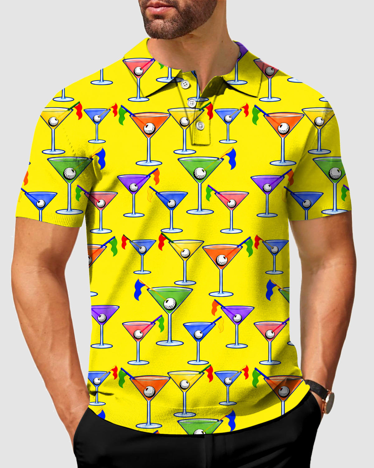 Men's Partini Yellow Designer style Sam’s Weird Studio Polo Sam’s Weird Studio