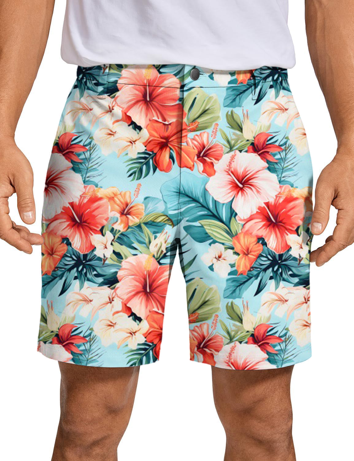 Men Hawaiian Flowers Golf Shorts